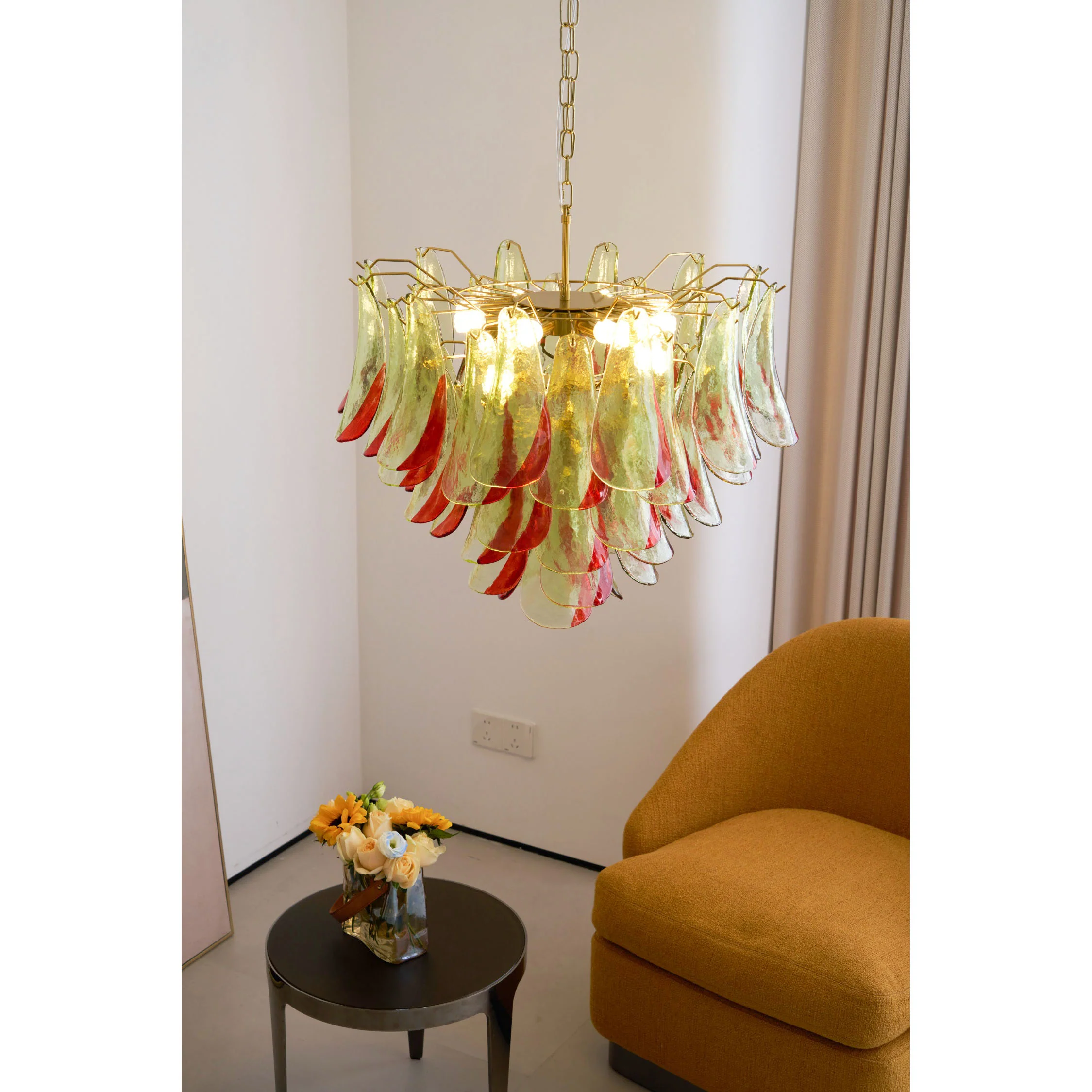 Люстра Emerald Flame Murano Glass - ∅75см х 75см, зеленый, золотой