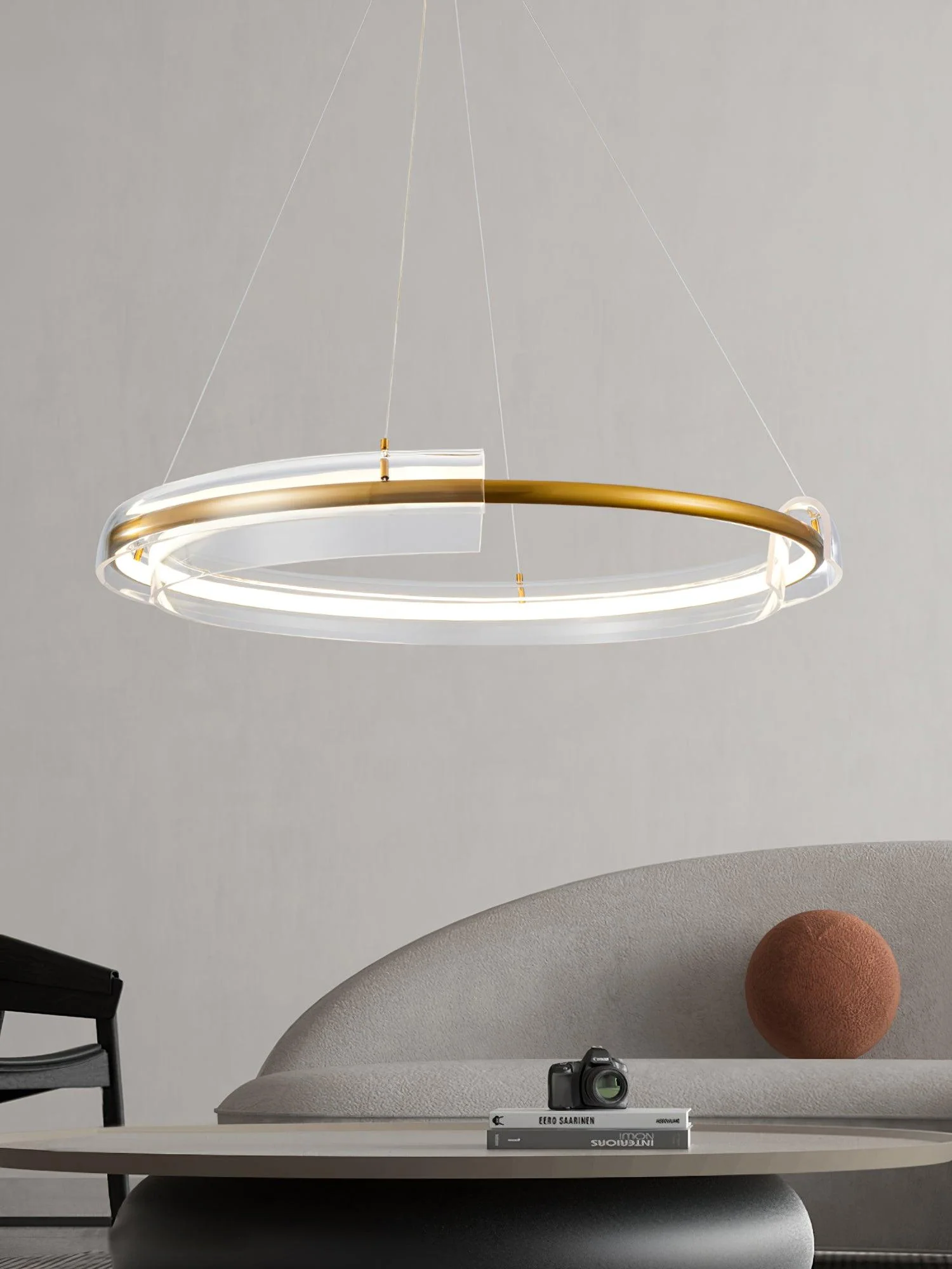 Люстра Solstice LED - ∅80см x 150см, золотой, прозрачный, теплый свет