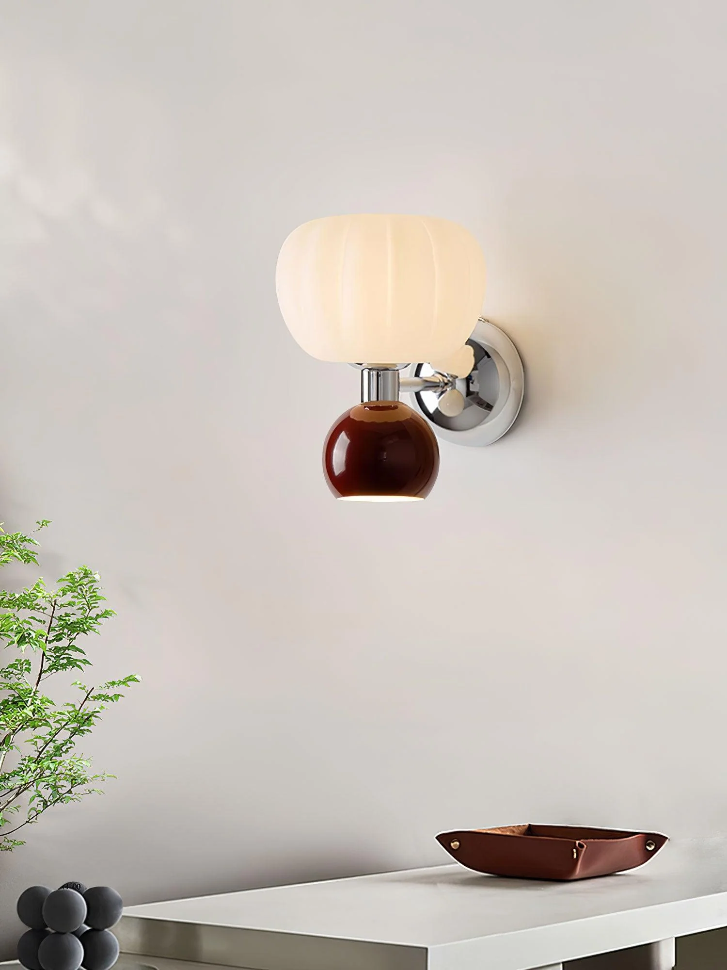 Moderno Cream Sconce - Set of 2 / Chrome & Green