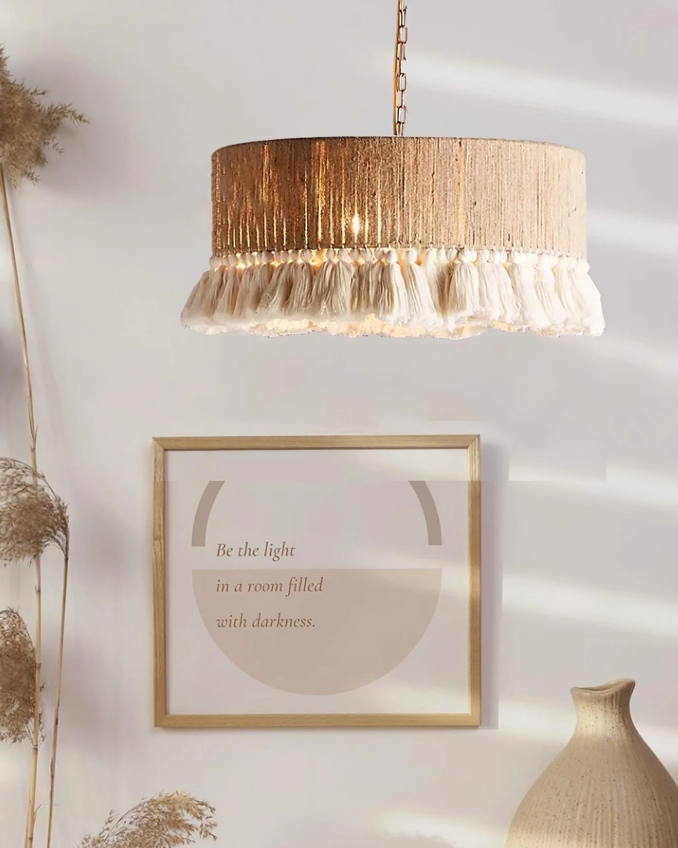 Подвесной светильник Boho Rara - модель А ∅30см x 37см, бежевый, белый