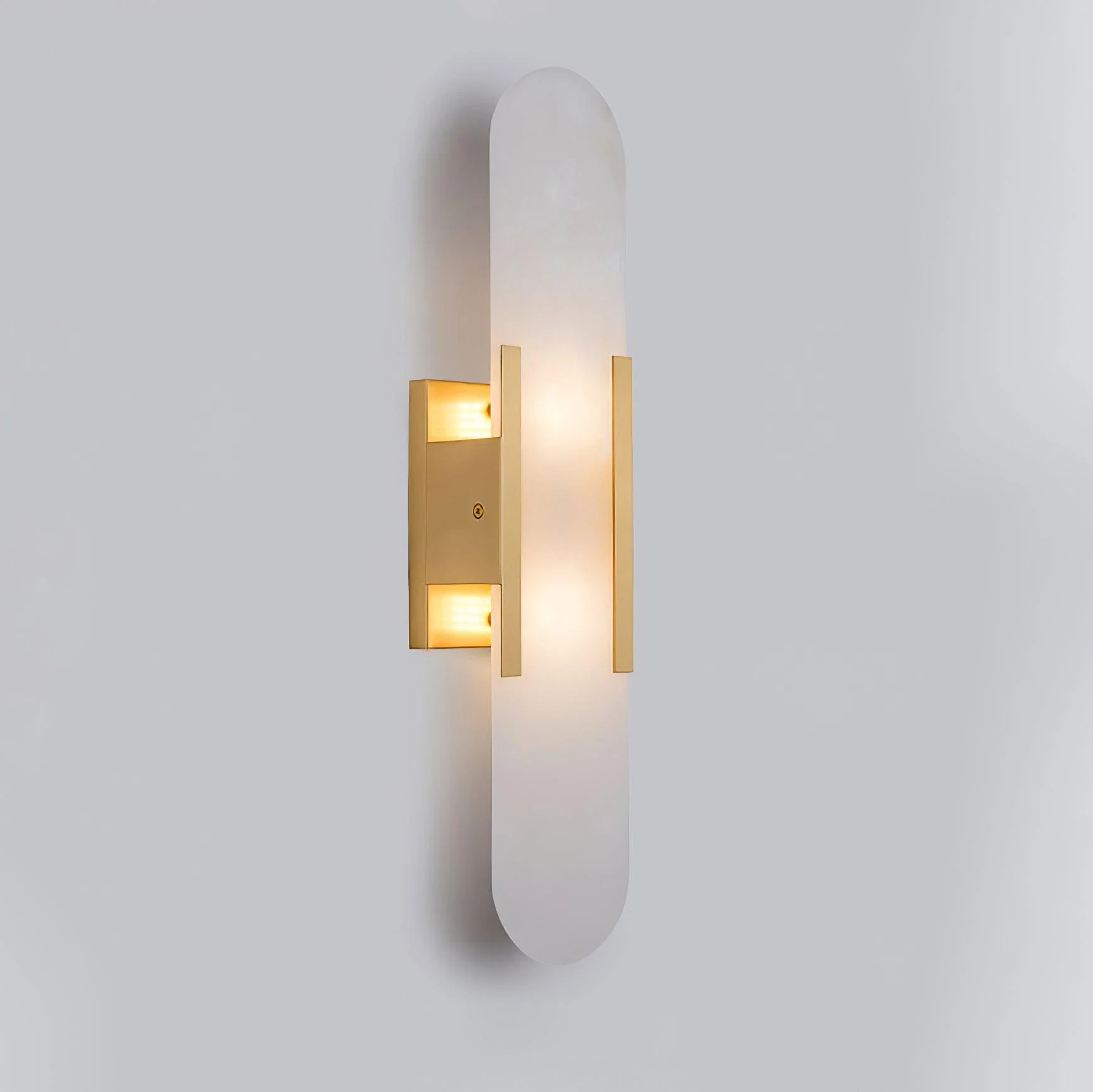 Melange Elongated Alabaster Wall Lamp - Dia 10cm x H 35cm Set of 2 / Black