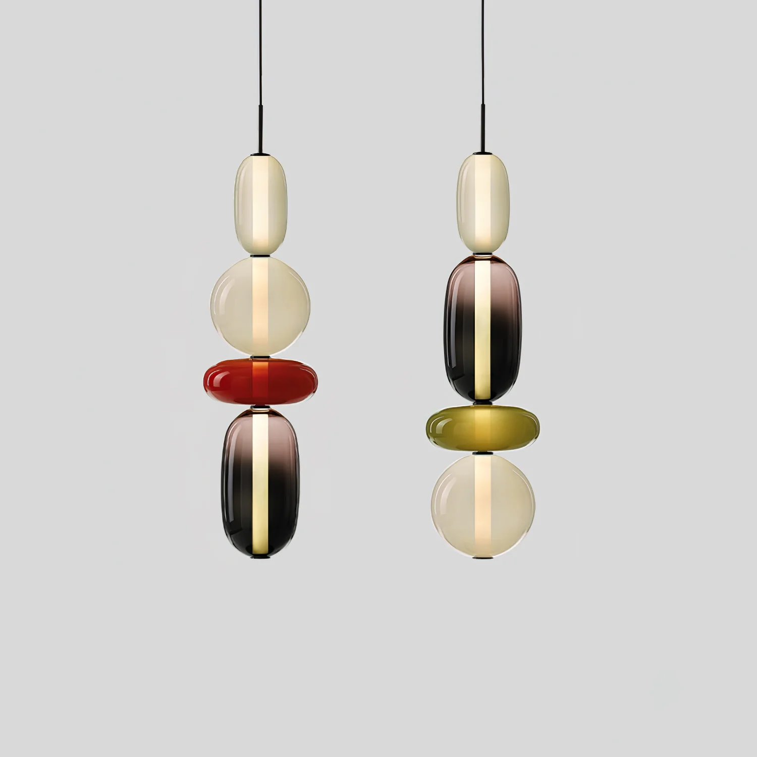 Подвесной светильник Candied Glass Combo - круглое крепление, 3 подвеса ∅30см x 150см, холодный свет
