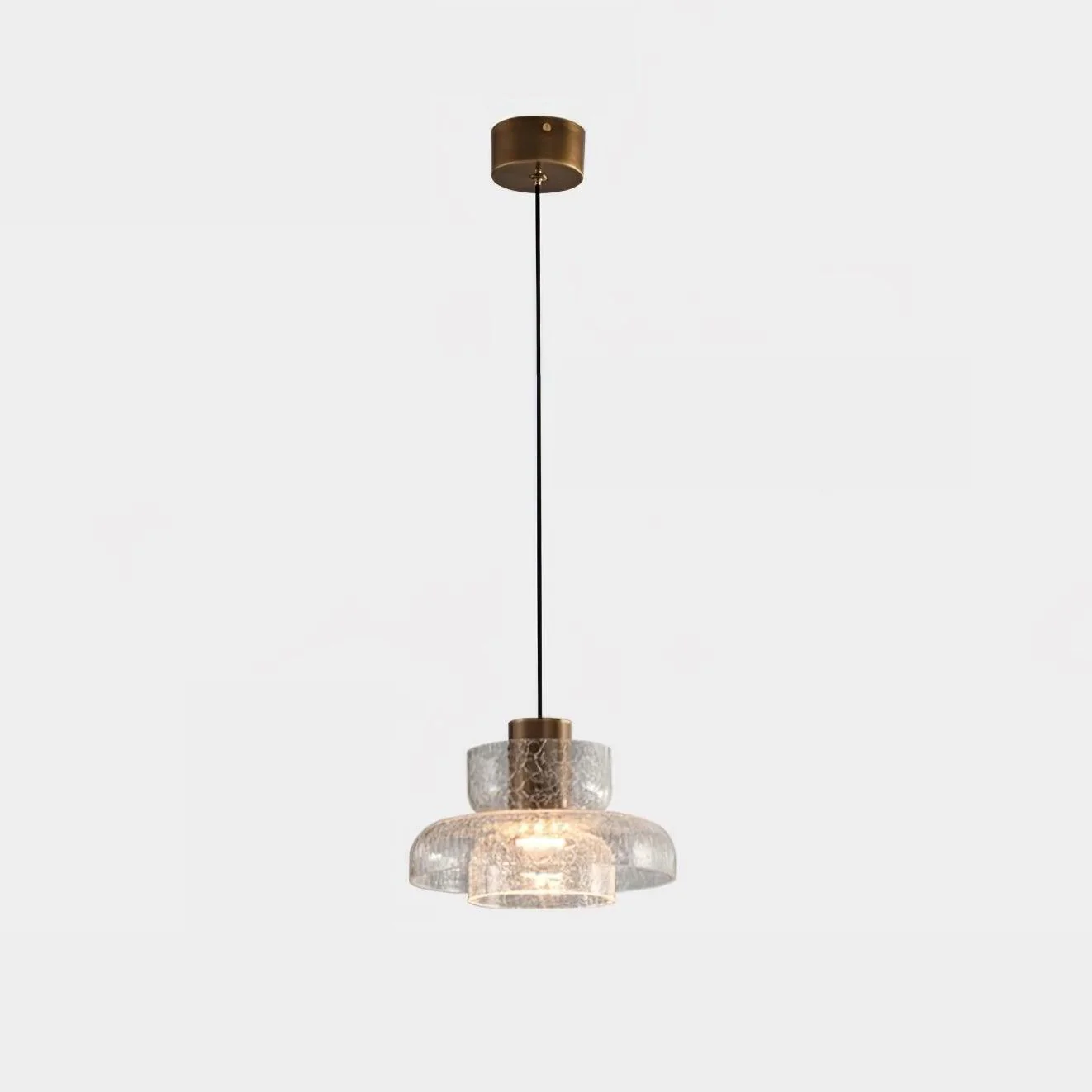 Подвесной светильник Glacier Crackle Glass - модель B, ∅12см x 30см, янтарь, бронза, теплый свет