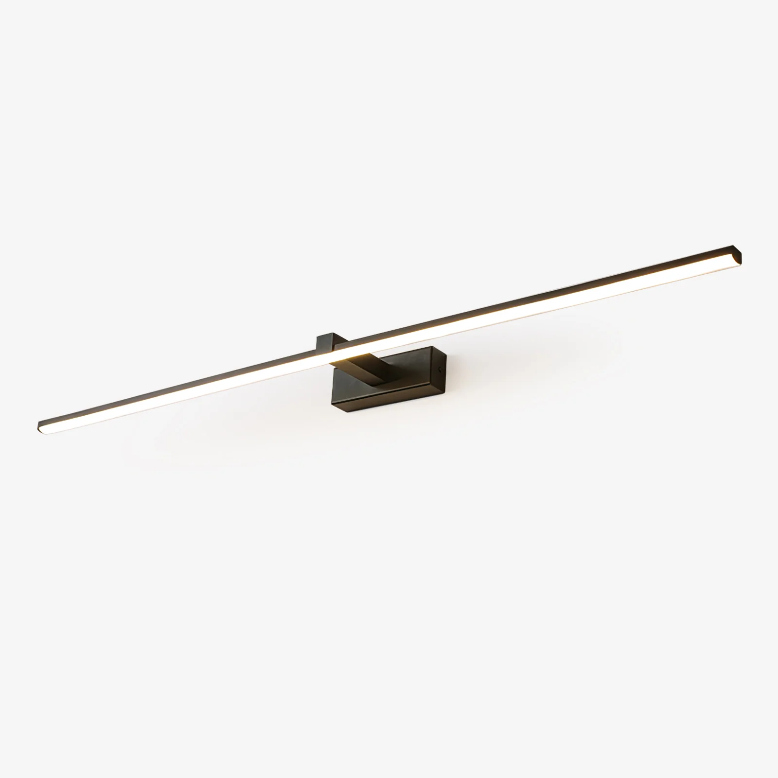 Metal Linear Mirror Wall Light - ∅ 23.6″ x H 3.1″ / Black & Warm Light / Set Of 2