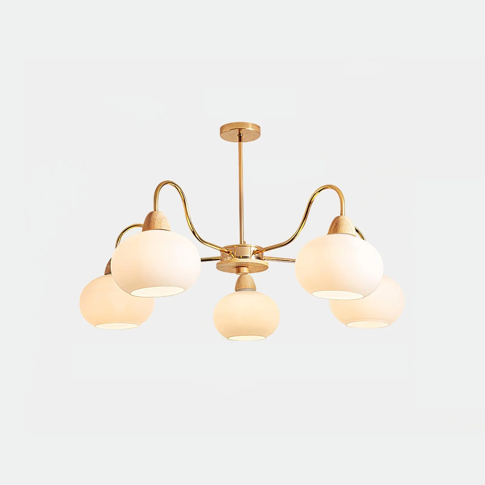 Люстра Glass Persimmon - 5 плафонов ∅66см x 34см, золотой, белое стекло