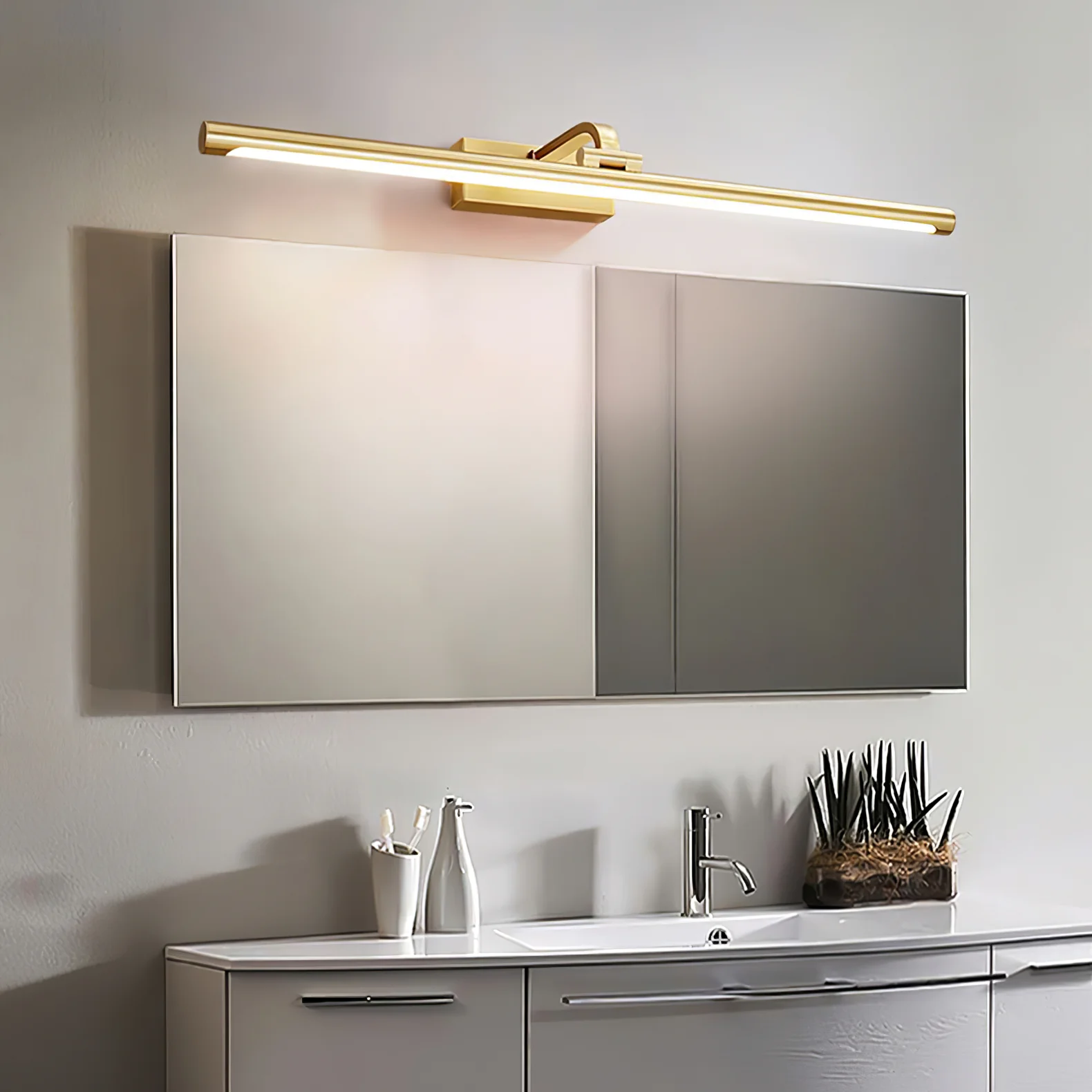 Walnut Color Linear LED Wall Light - ∅ 15.7″ x H 3.3″ / Walnut Color & Warm Light / Set Of 2