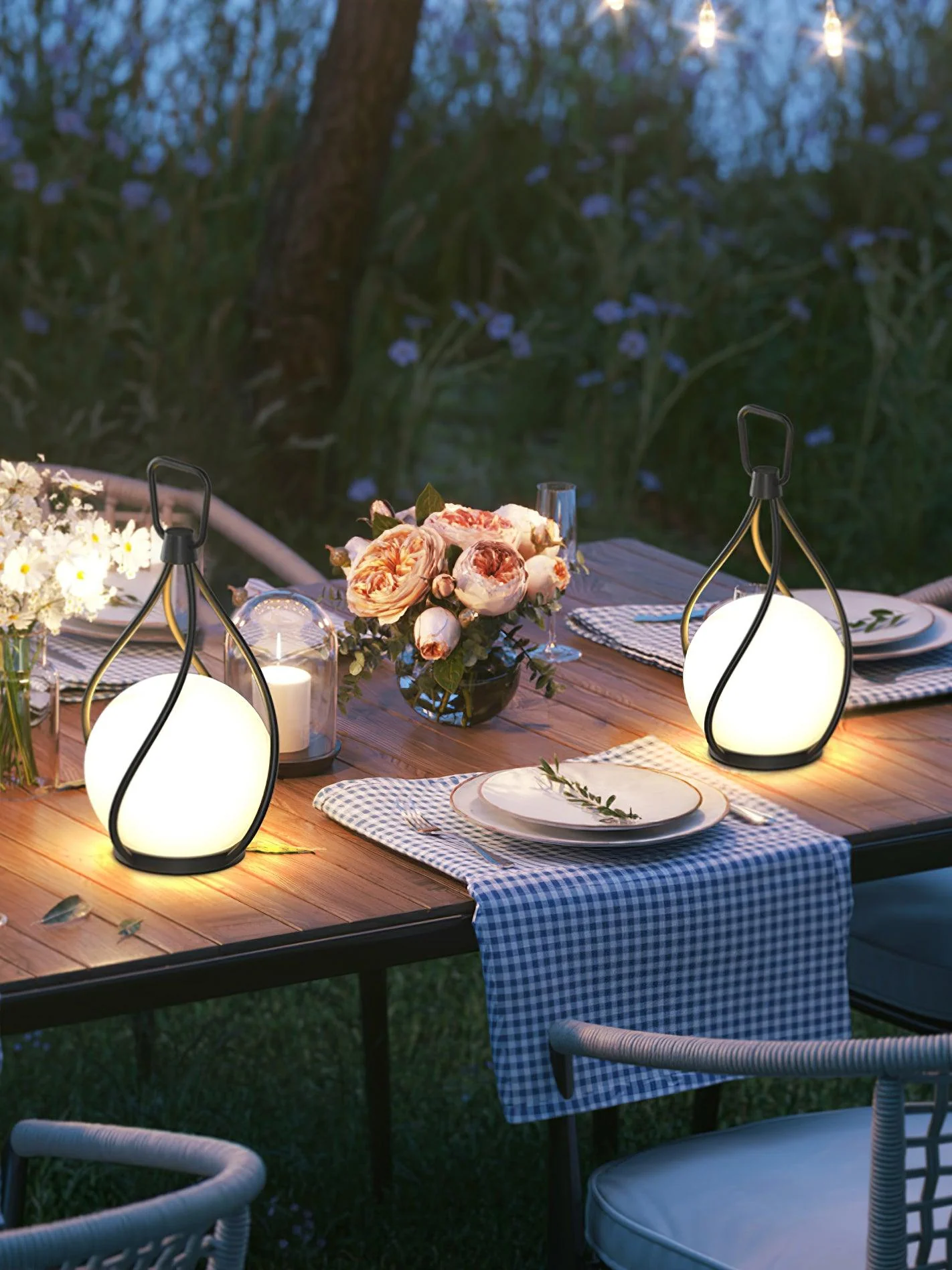 Настольный светильник Eclisse Orb Lantern Rechargeable - ∅10см x 25см, черный, прозрачный, теплый свет