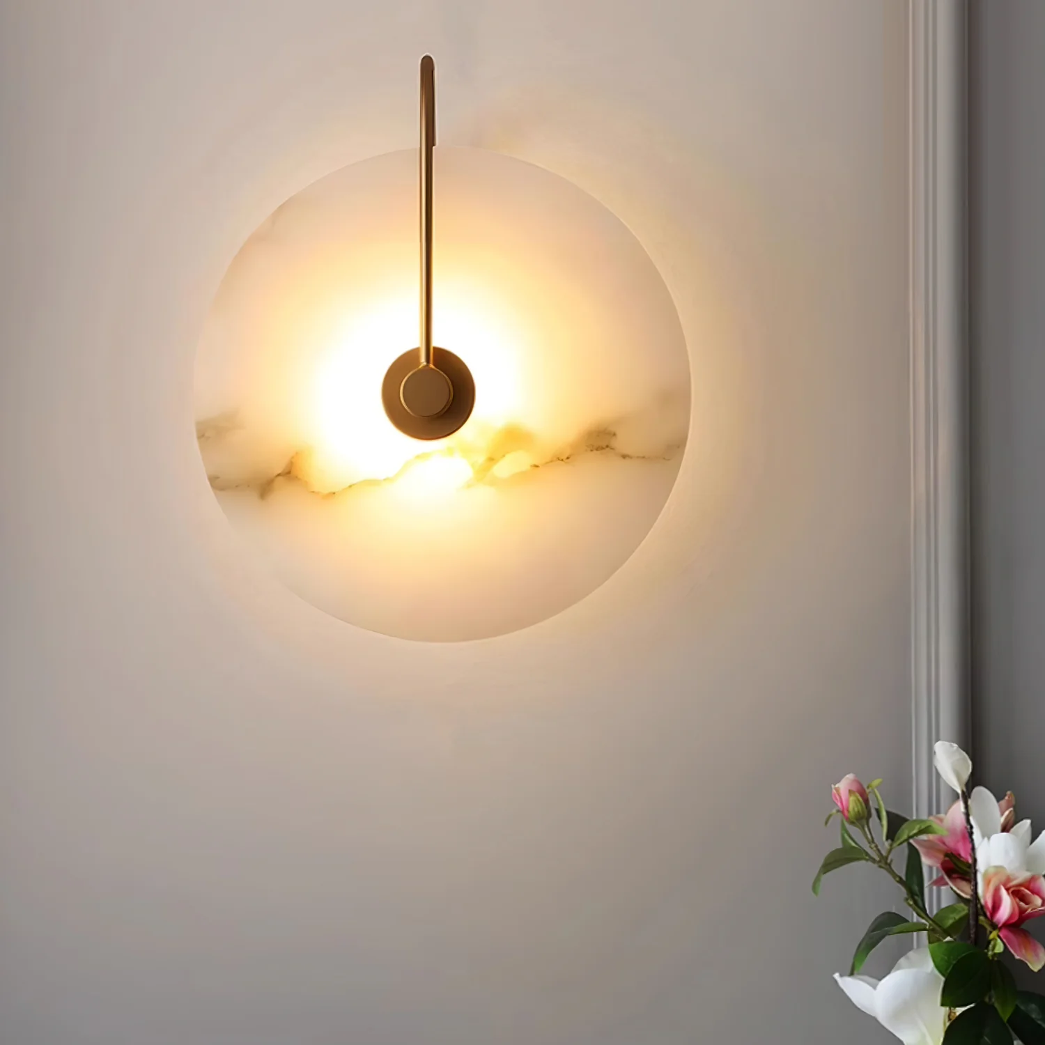 Настенный светильник Alabaster LED - ∅20см, золотой, теплый свет