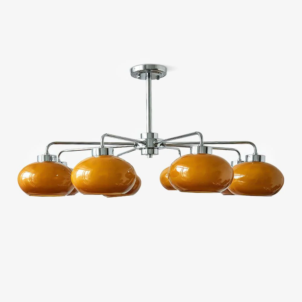 Люстра Oval Persimmon - 8 плафонов ∅85см x 15см, хром, белый