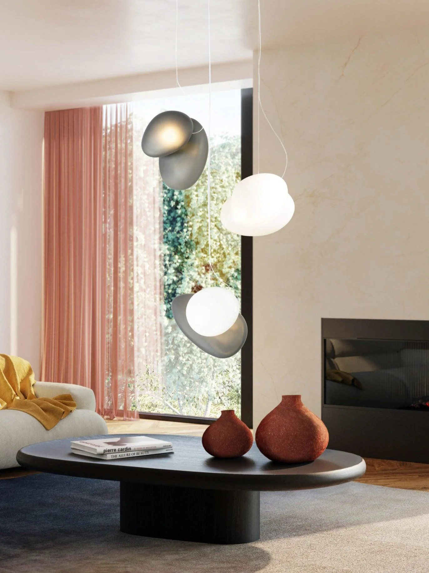 Подвесной светильник модель Translucent Frosted Glass - модель 11, ∅30см x 30см, белый, белый, теплый свет