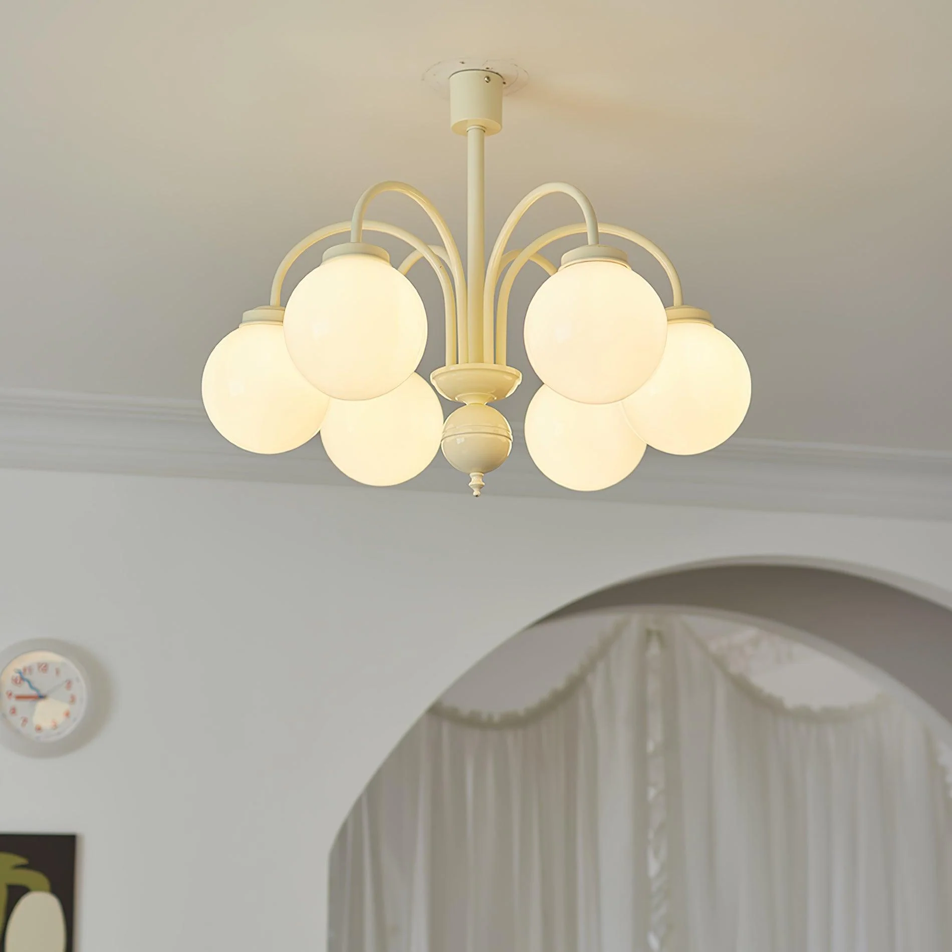 Люстра Cream Glass Sphere - 4 плафона ∅50см x 50см, кремовый, белый