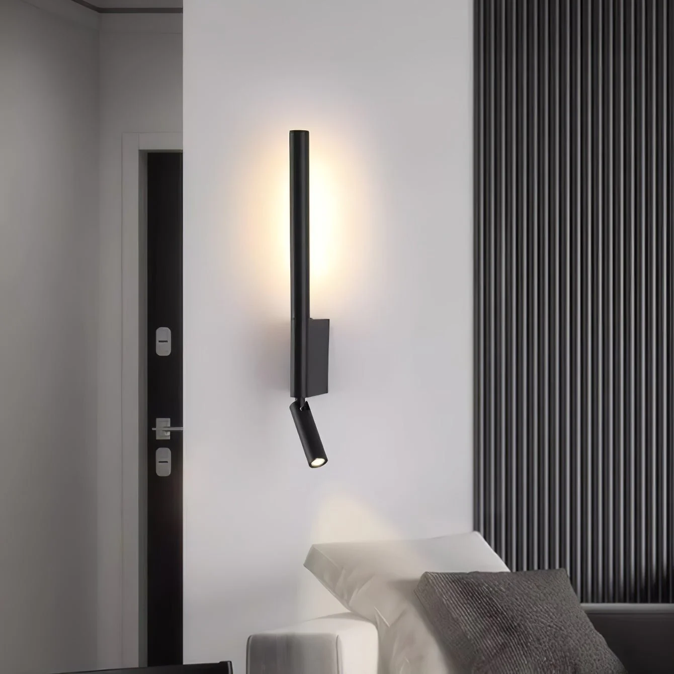 Настенный светильник Canut LED - ∅6см x 43см, черный, теплый свет
