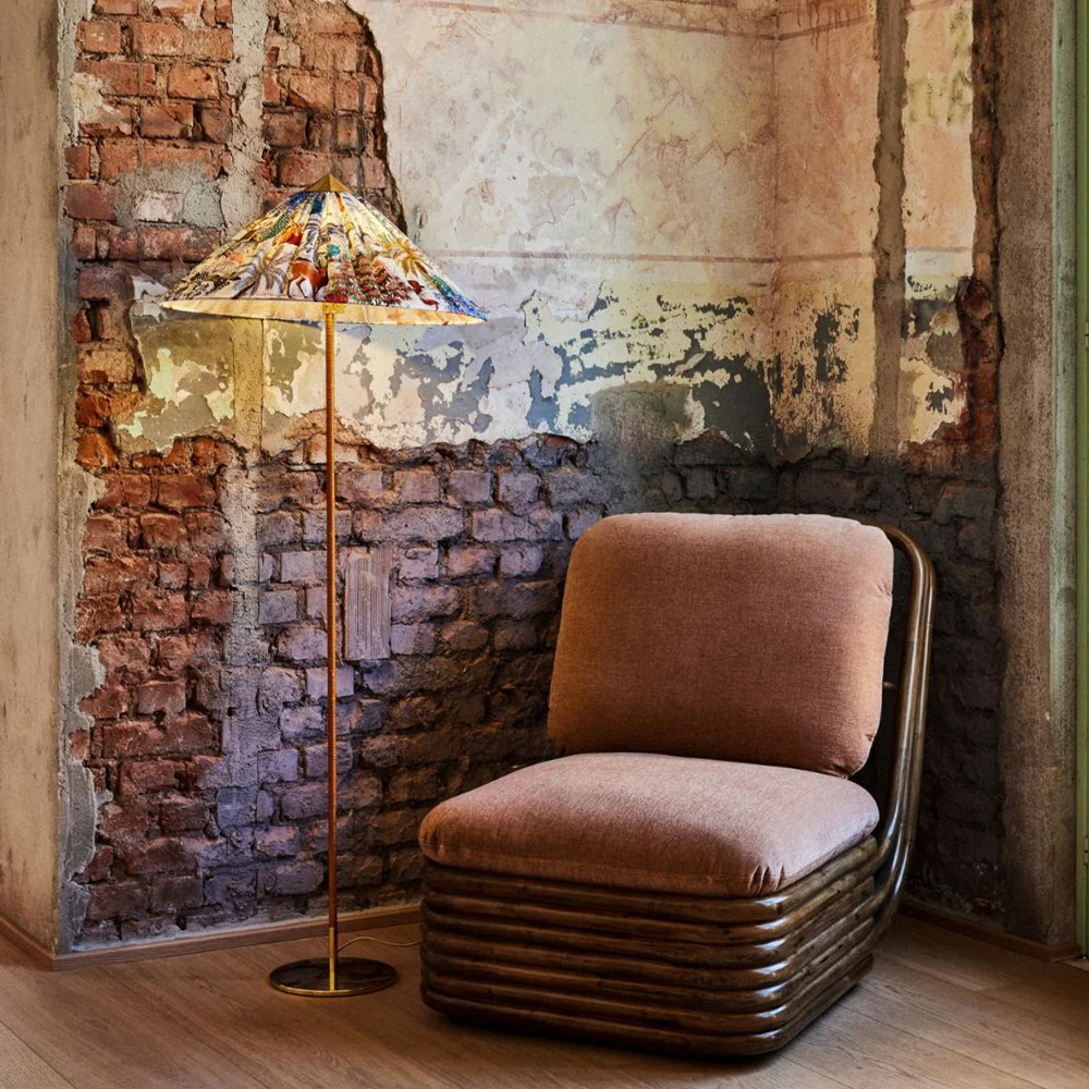 Tynell  Floor Lamp - ∅ 24.8″ x H 60.6″ / Dia 63cm x H 154cm / Natural rattan shade / UK plug