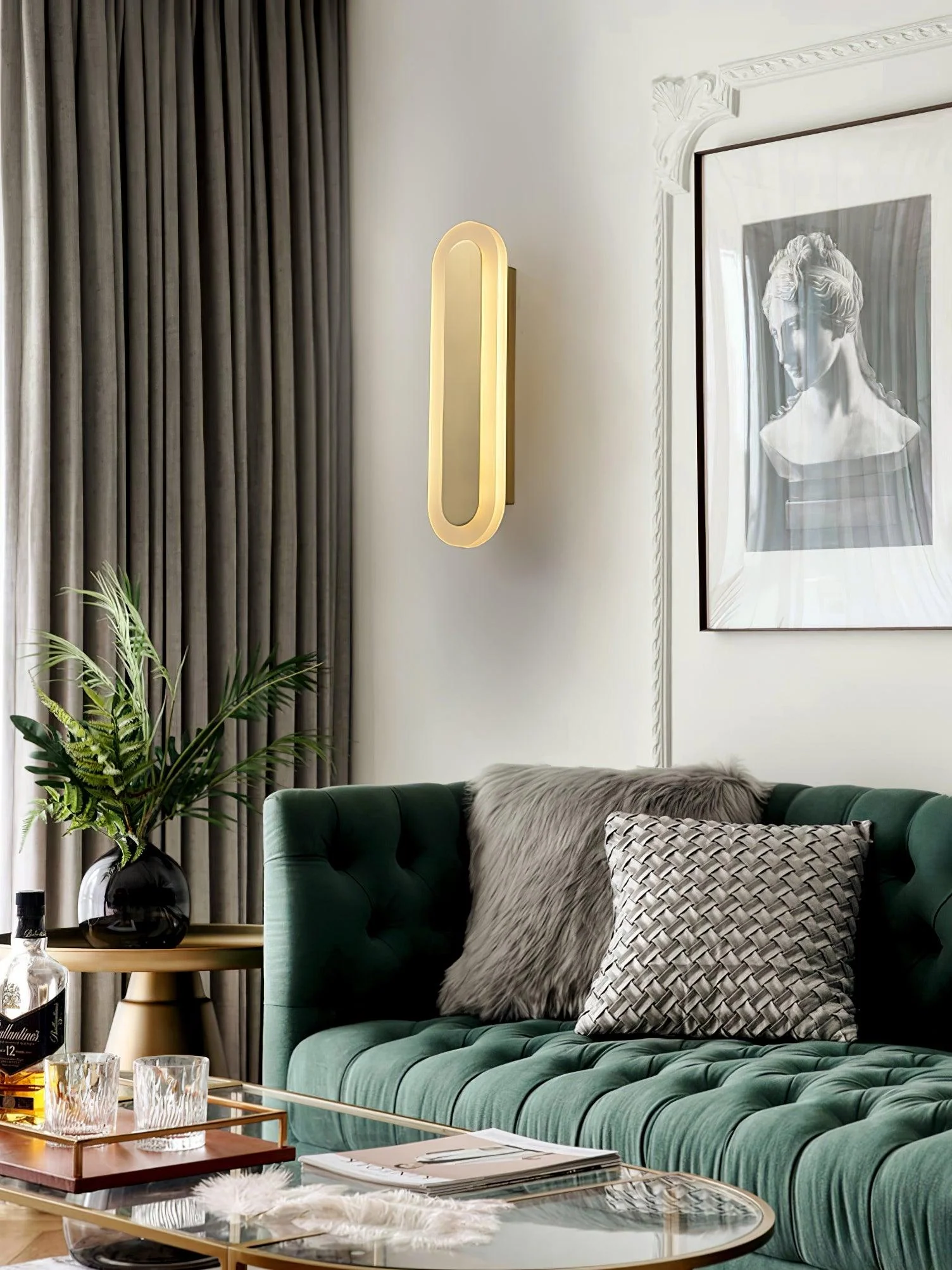 Daba Wall Lamp - W 6.3″ x H 17.7″ / W 16cm x H 45cm Set of 2 / Gold / Warm Light