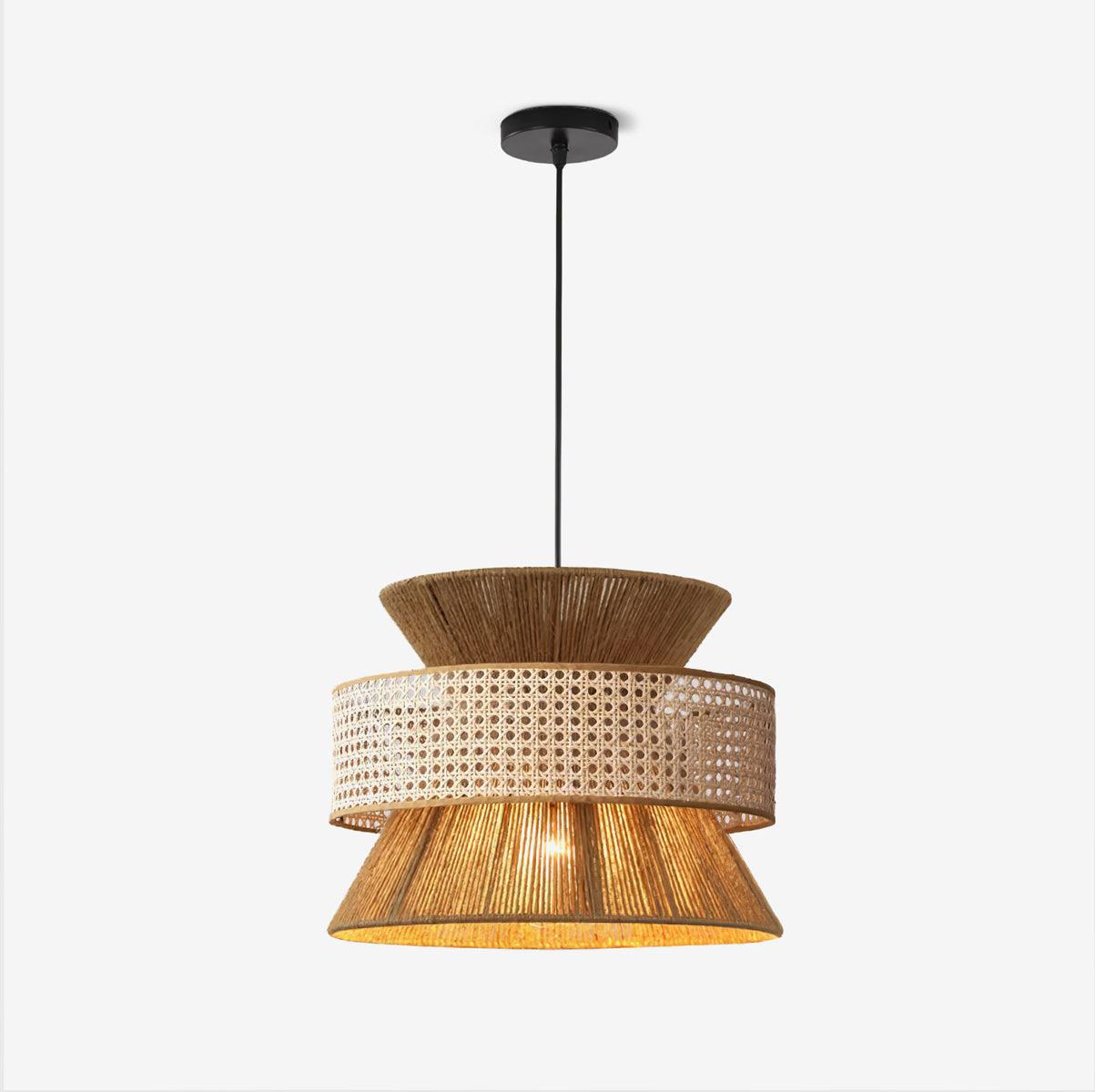 Подвесной светильник Rattan Bamboo - ∅60см x 45см, натуральный ротанг, черный бамбук