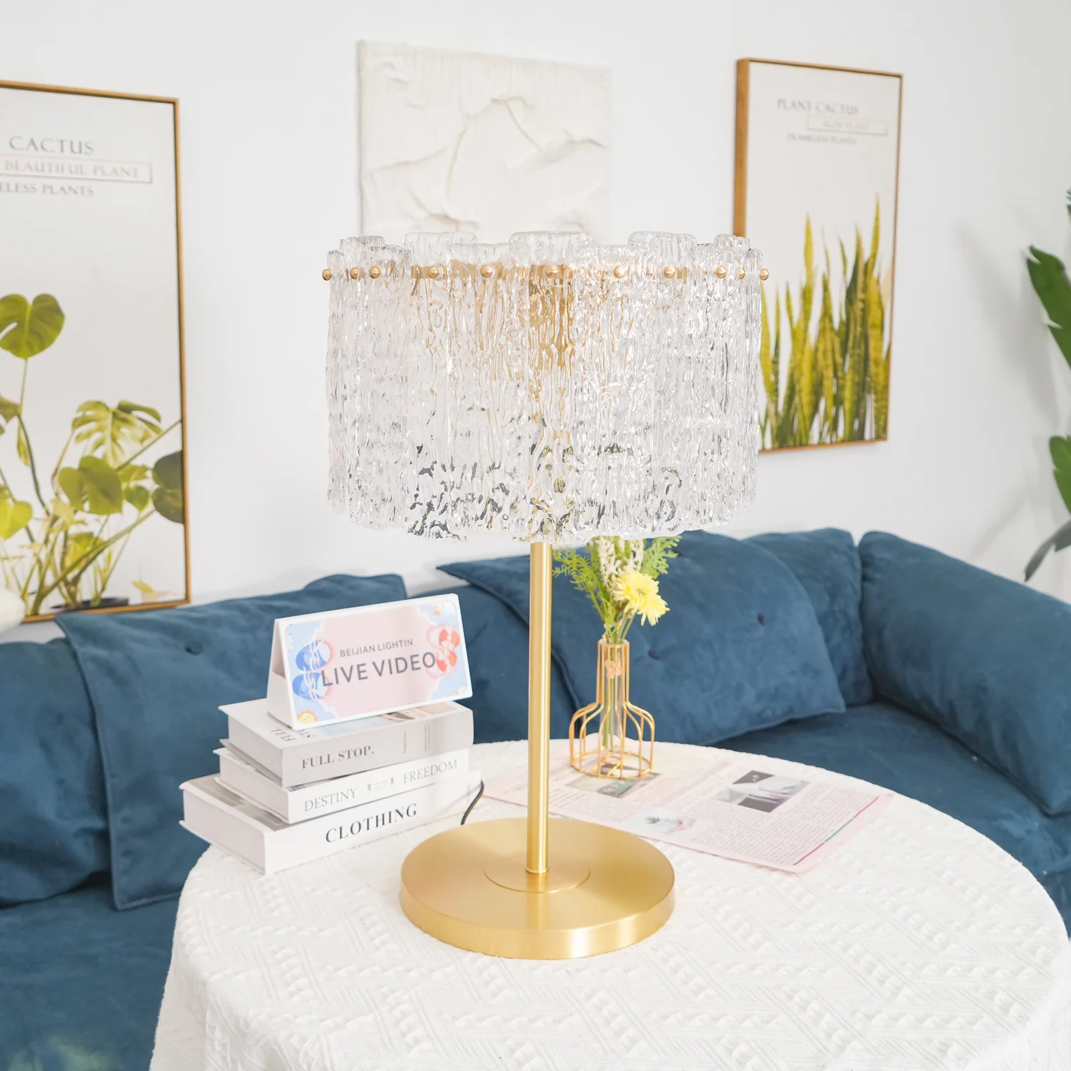 Skylar Table Lamp - ∅ 13.7″ x H 23.6″/ Dia 35cm x H 60cm / Brass & Clear / AU plug