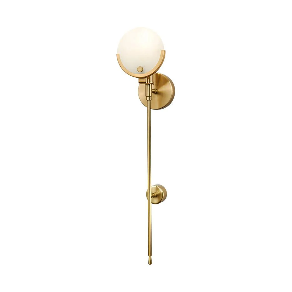 Ava Brass Wall Lamp - ∅ 4.7″ x H 13.8″ / Dia 12cm x H 35cm Set of 2 / Brass & White