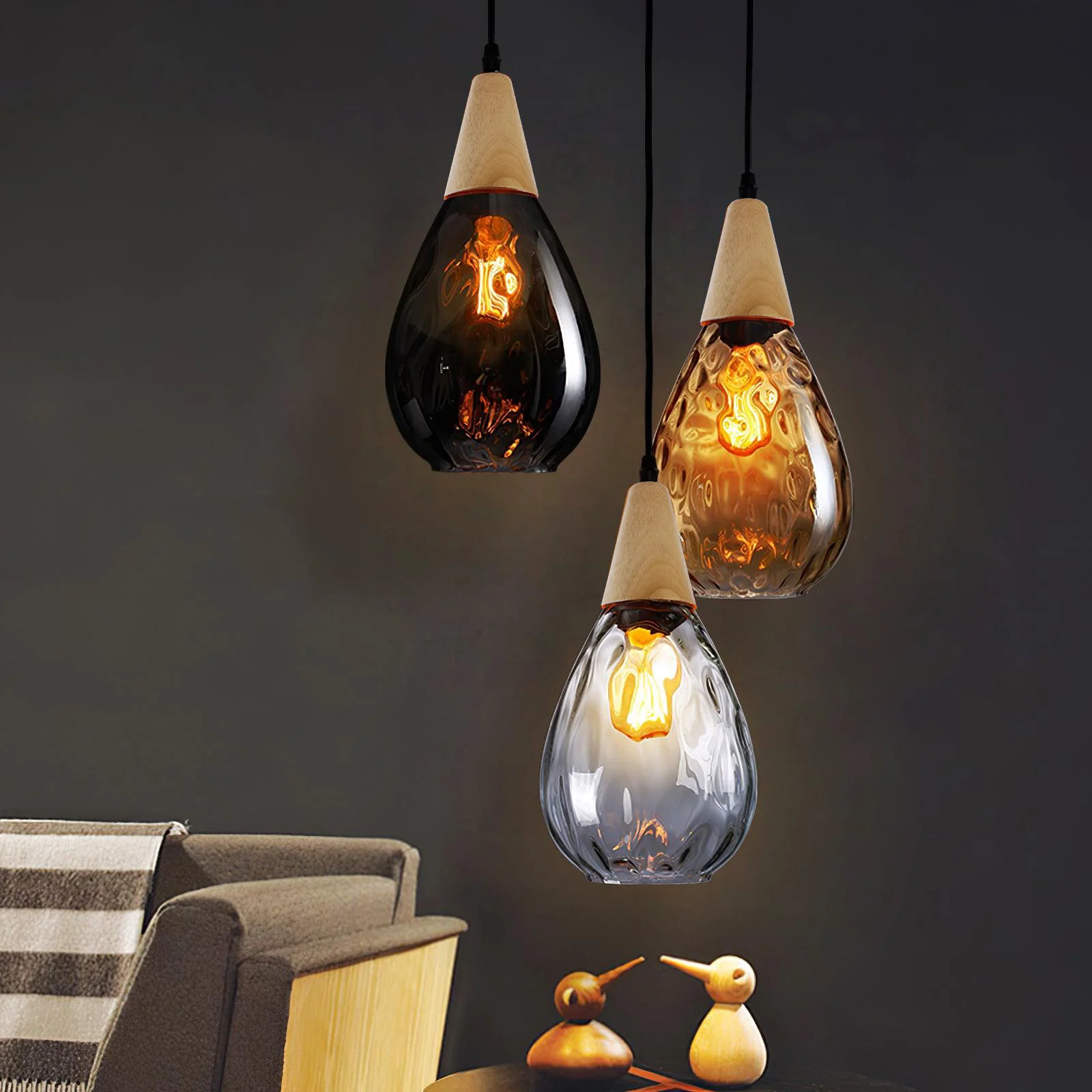 Подвесной светильник Besnier Glass - ∅20см x 23см, черный