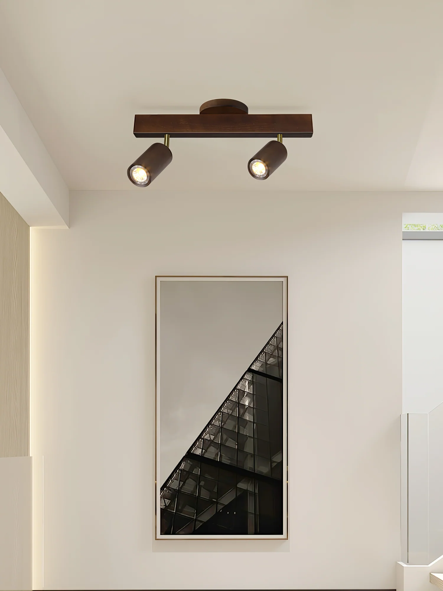 Трековый светильник Natural Wood Beam - 3 источника света 80см х 22см, орех, теплый свет