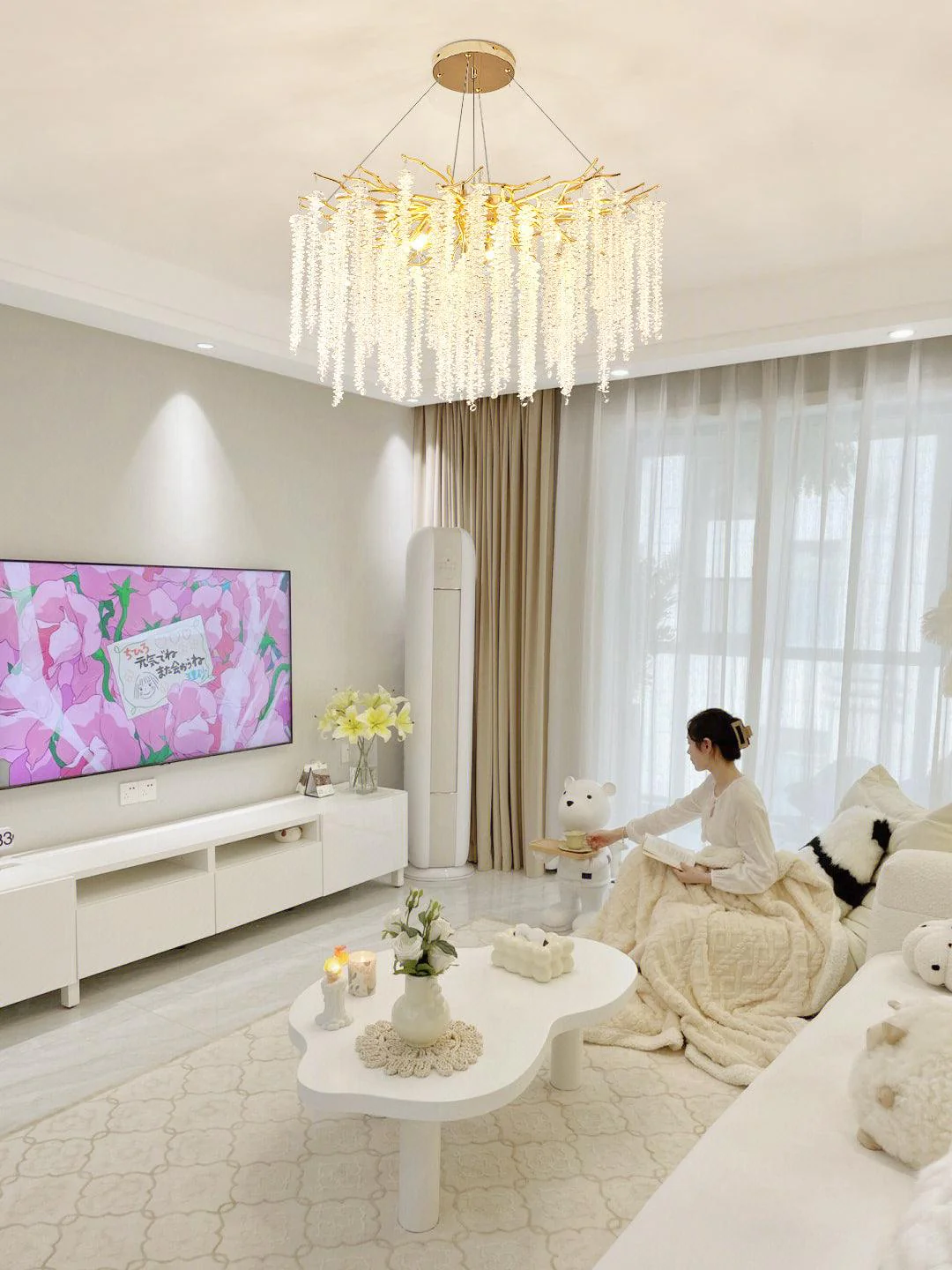 Люстра Albero Crystal - 14 подвесов ∅100см x 40см, золотой, стекло