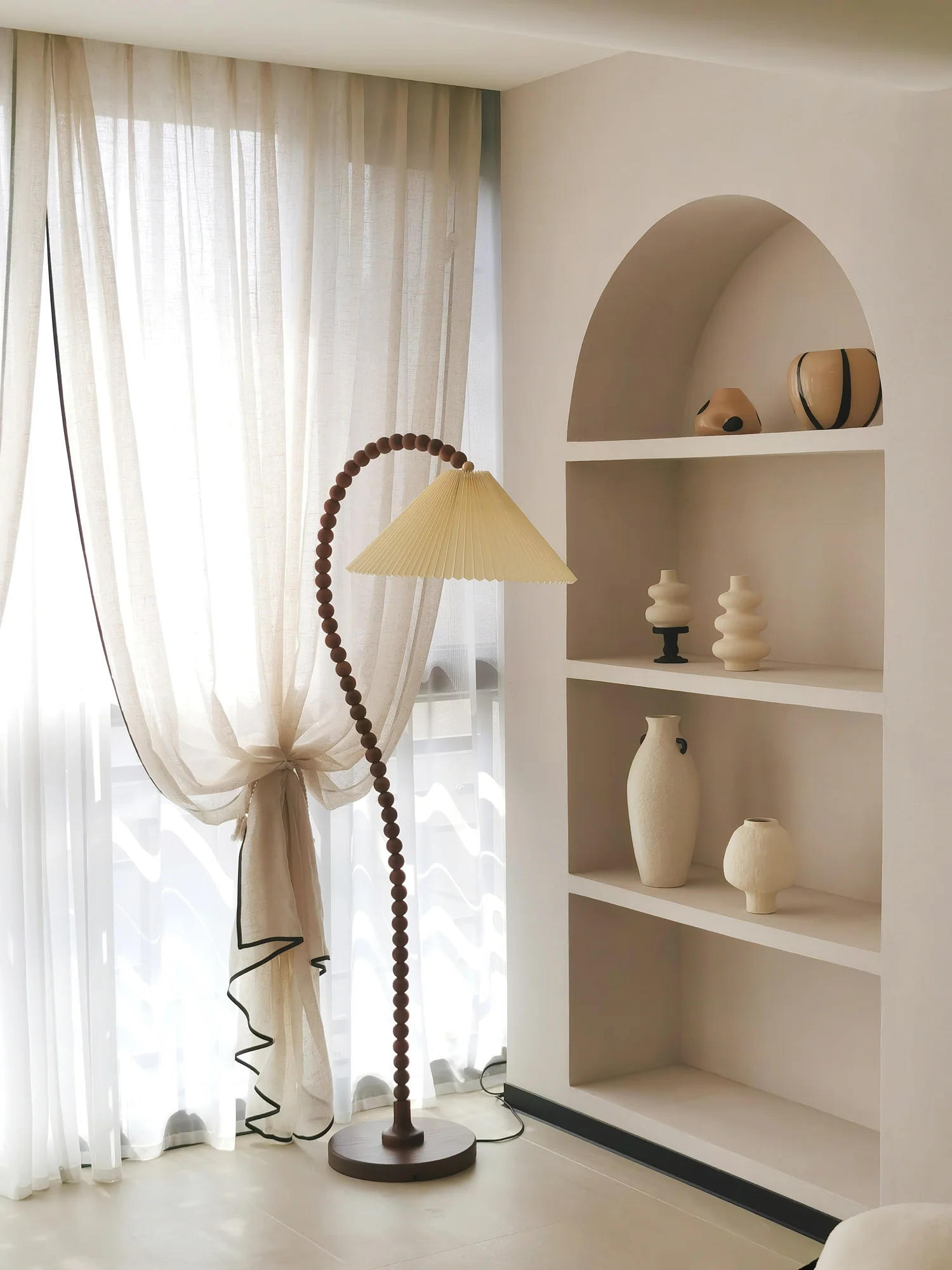 Торшер Wooden Bead - модель A ∅50см x 170см, орех