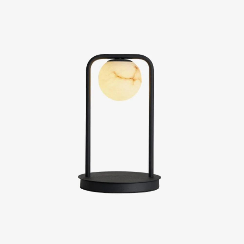Rebirth Table Lamp - Dia 7.9″ x H 14.9″ / ∅ 20cm x H 38cm / Black & White Alabaster / US plug