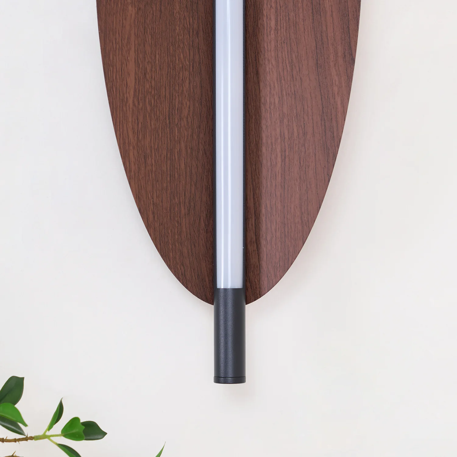 Sleek Board Sconce - ∅ 7.1″ x H 23.6″ / ∅ 18cm x H 60cm Set of 2 / Hydrographic Walnut Wood Grain Finish / Warm Light