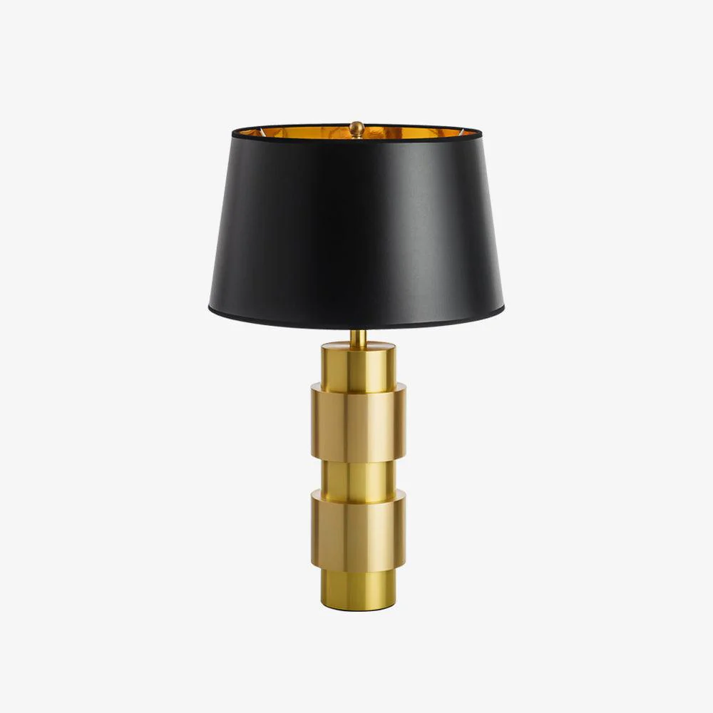 Jean Cylinder Table Lamp - ∅ 15″ x H 23.6″ / Dia 38cm x H 60cm / Gold+Black / UK plug