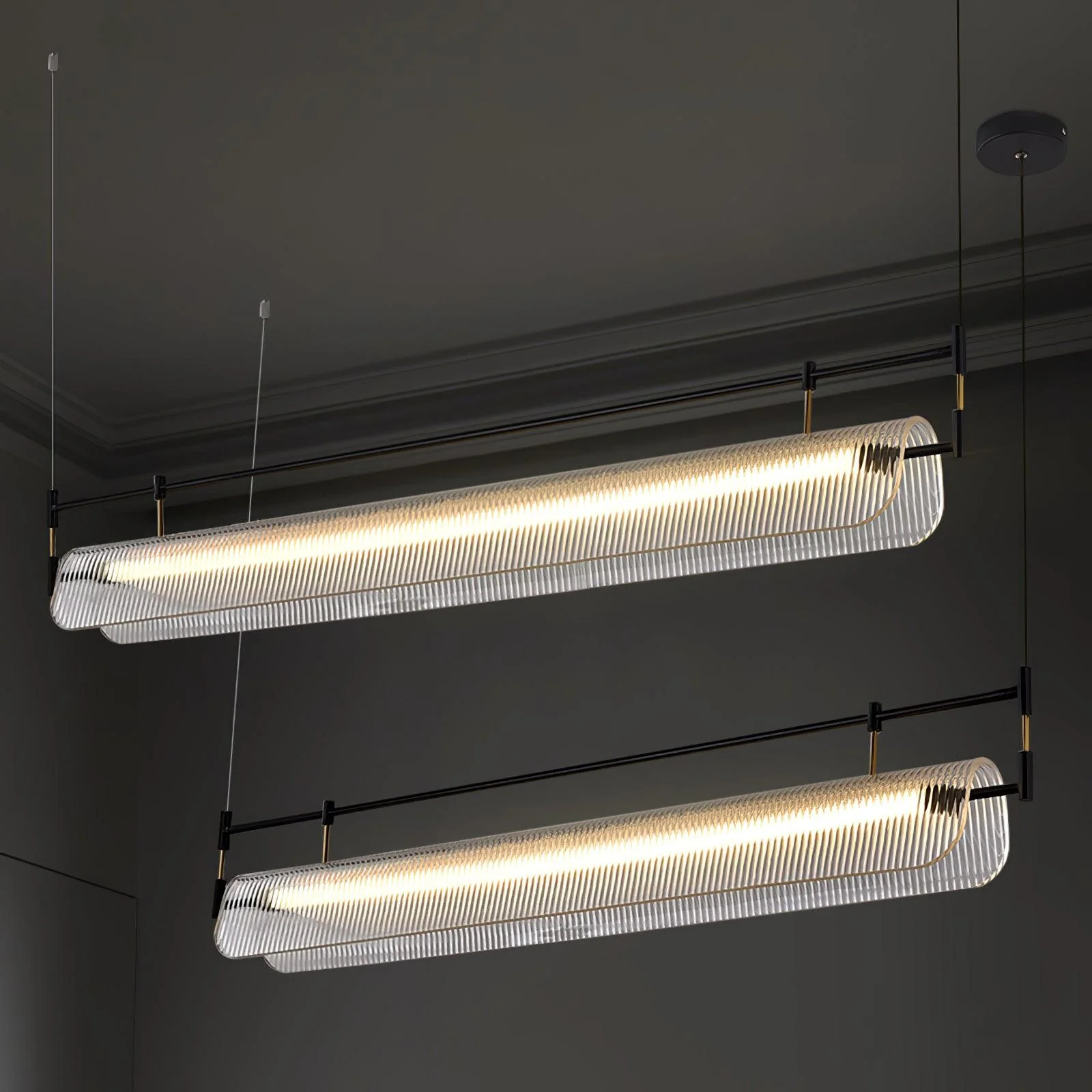 Люстра Linear Strip - 120см x 12см x 20см, черный, прозрачный, теплый свет, 25W
