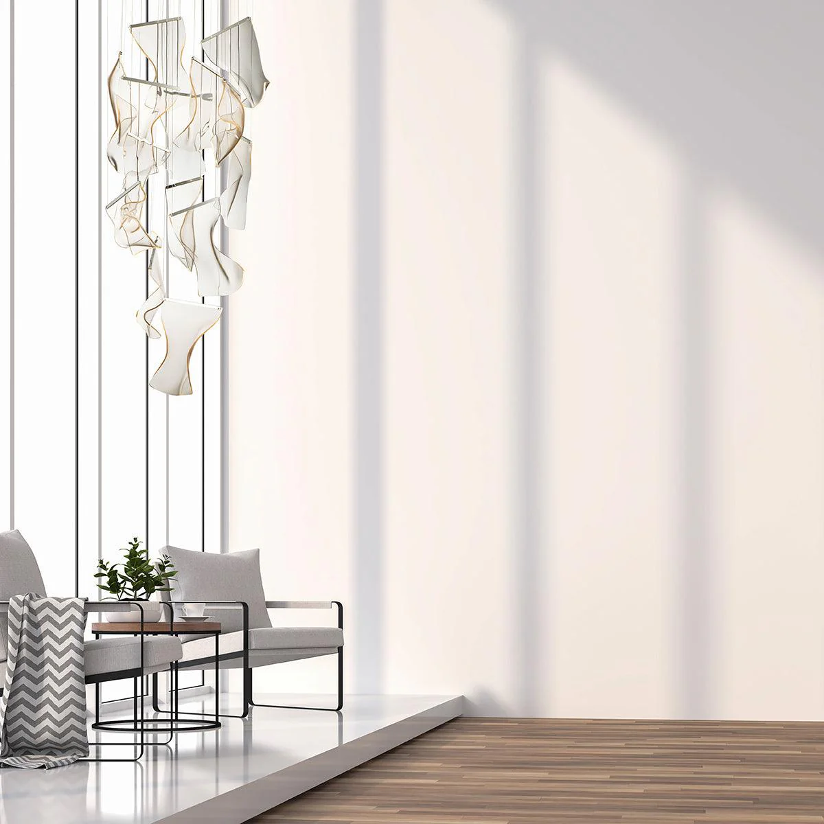 Люстра Acrylic LED - 3 подвеса, ∅35см х 150см, золотой