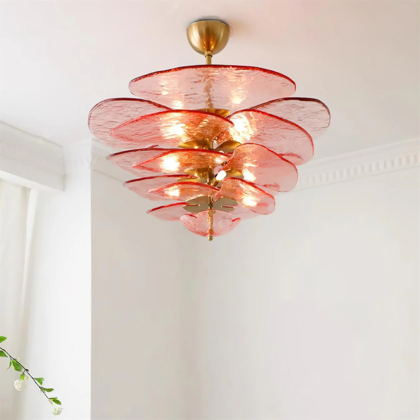 Люстра Petals Gold Murano - 4 яруса ∅67см x 29см, янтарь, золотой