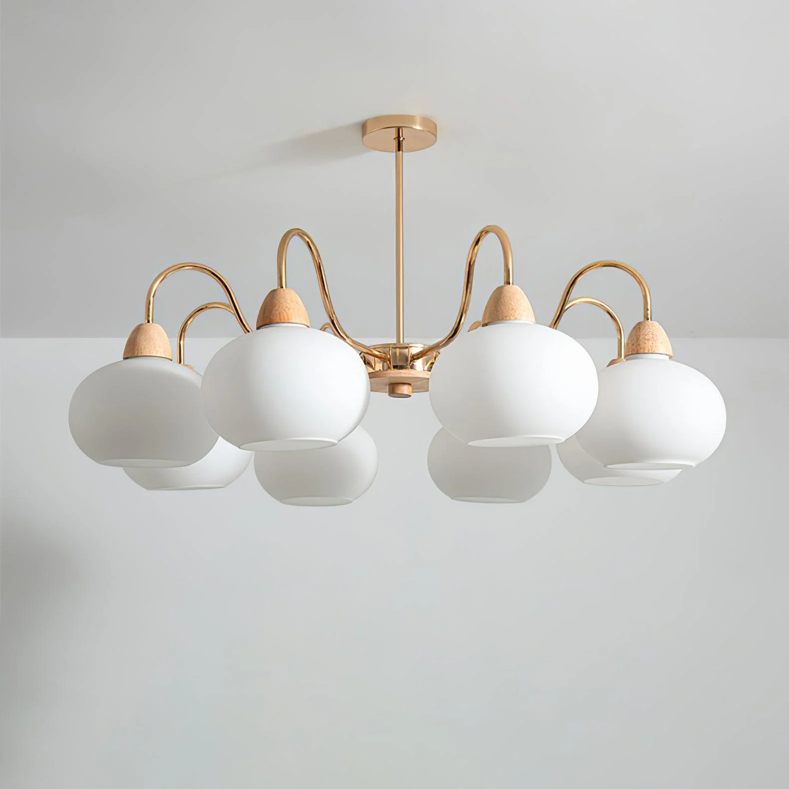 Люстра Glass Persimmon - 5 плафонов ∅66см x 34см, золотой, белое стекло