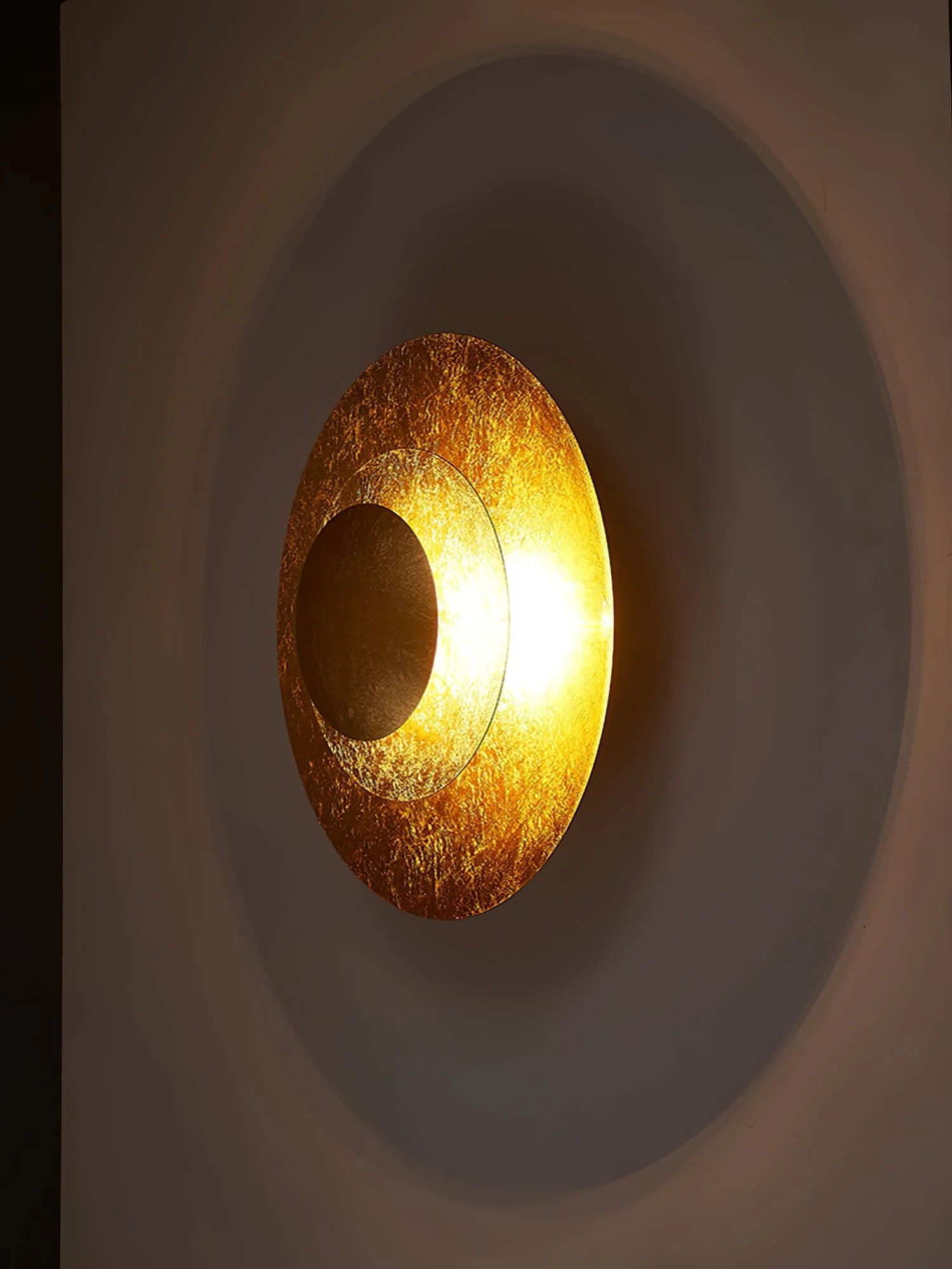 Machine Wall Lamp - ∅ 23.6″ x H 7.5″ / Gold foil & Warm Light / Set Of 2