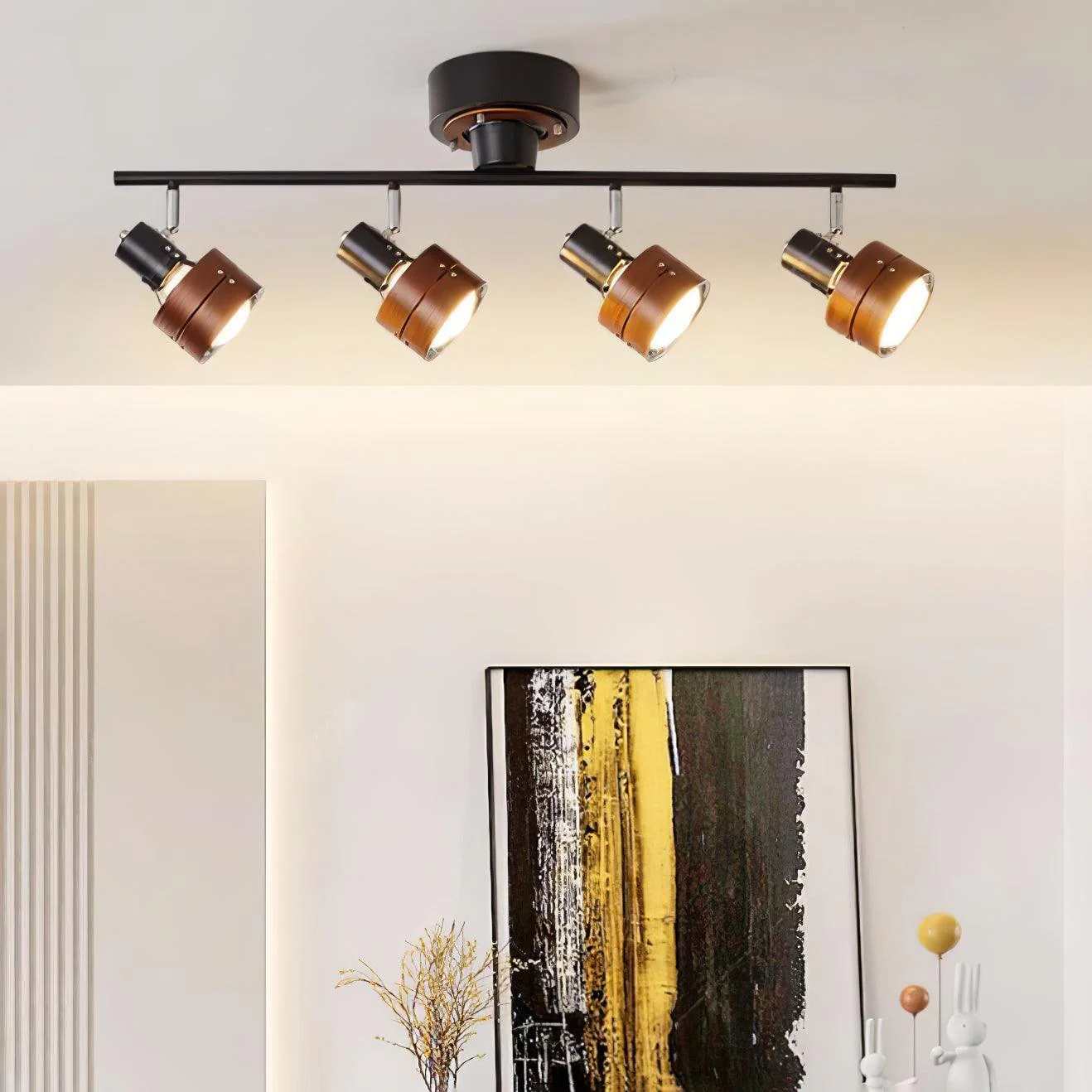 Потолочный светильник Wooden Adjustable Spot - 80см x 26см, дуб, белый