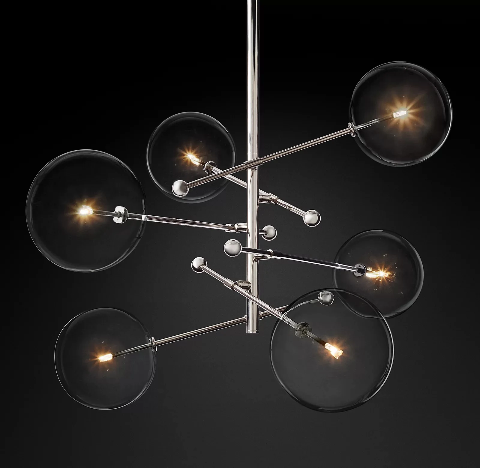 Люстра Glass Globe Mobile - 6 источников света ∅80см x 70см, черный
