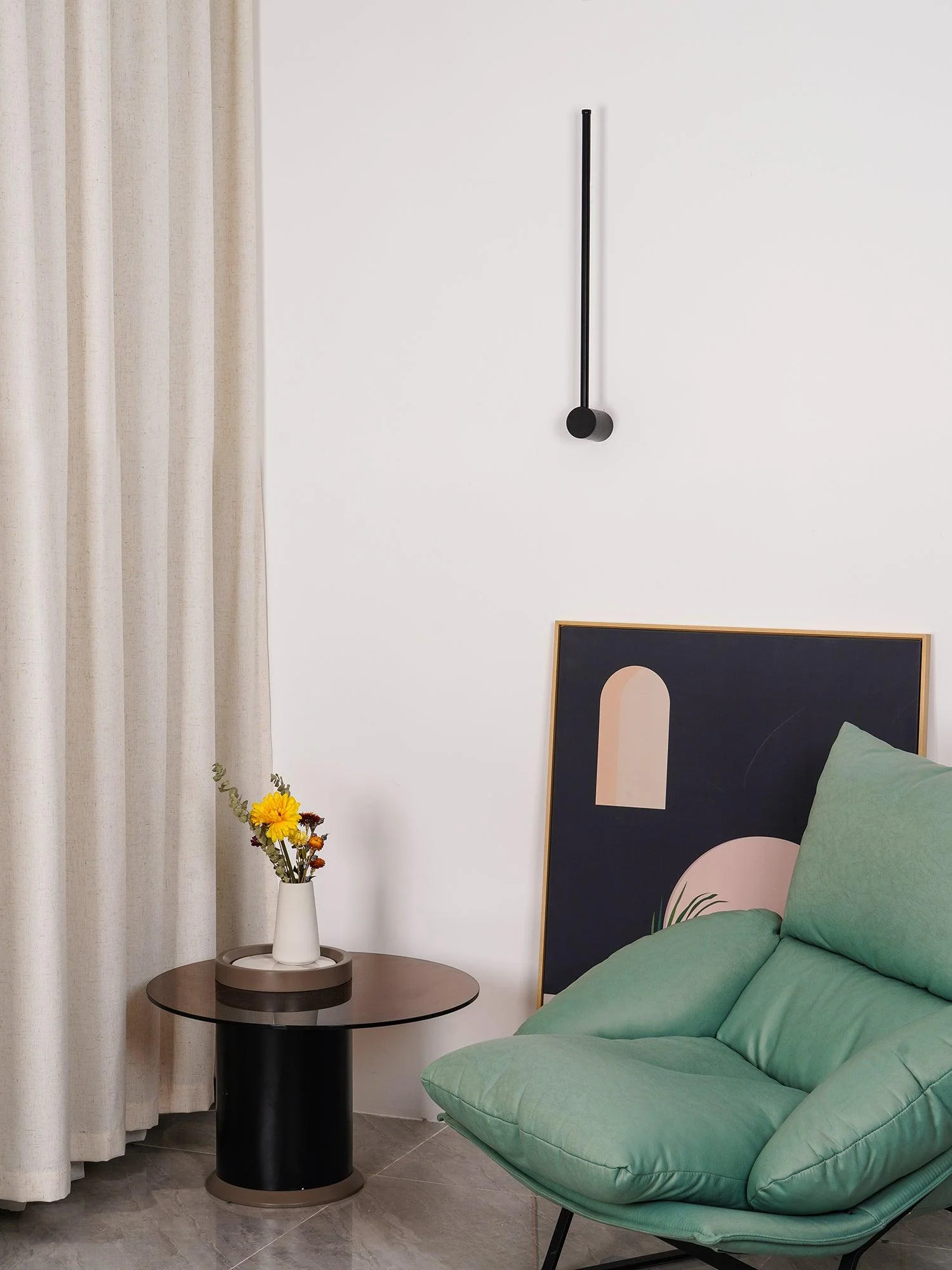 Linear LED Wall Light - Model C Set of 2 / Black / Cold Light