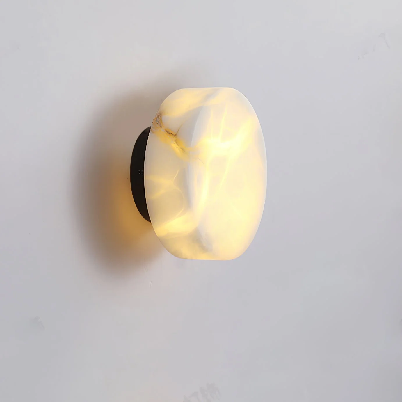 Настенный светильник Cylindrical Alabaster - ∅18см х 7см, черный, белый, теплый свет