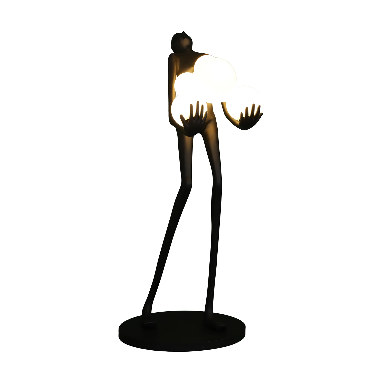 Торшер Embrace Sculpture - ∅77см x 200см, черный, синий стеклянный шар