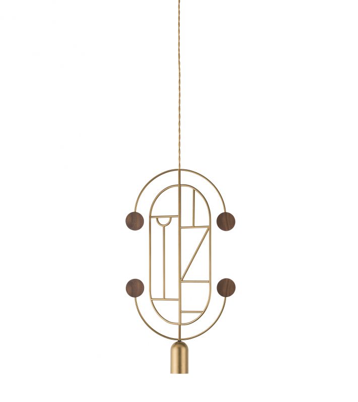 Подвесной светильник NOMON HOME WOODEN DOTS, CONF. 7, GOLD/WALNUT BD-2788628
