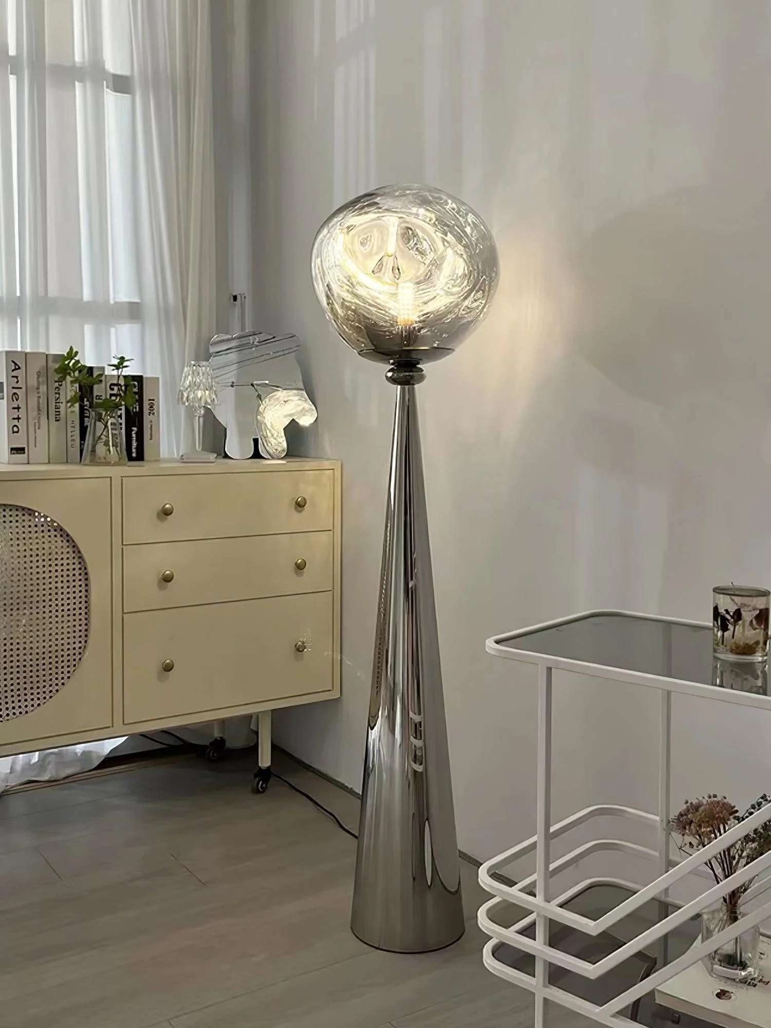 Cone Lava Floor Lamp - ∅ 17.7″ x H 61″ / Dia 45cm x H 155cm / Gold / AU plug
