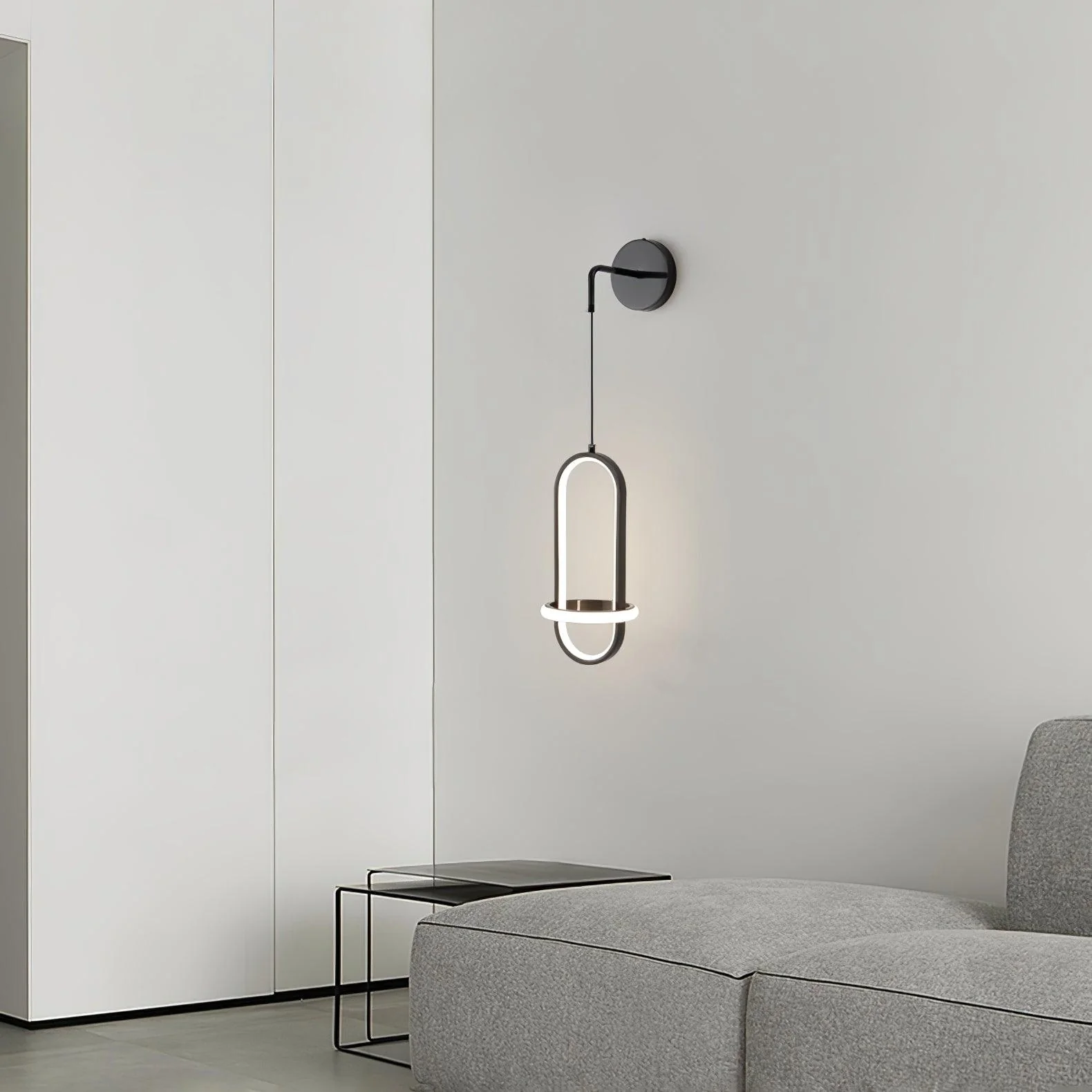 Oval Brass Wall Light - W 7.1″ x H 13.8″ Set of 2 / Brass / Three-color changing light