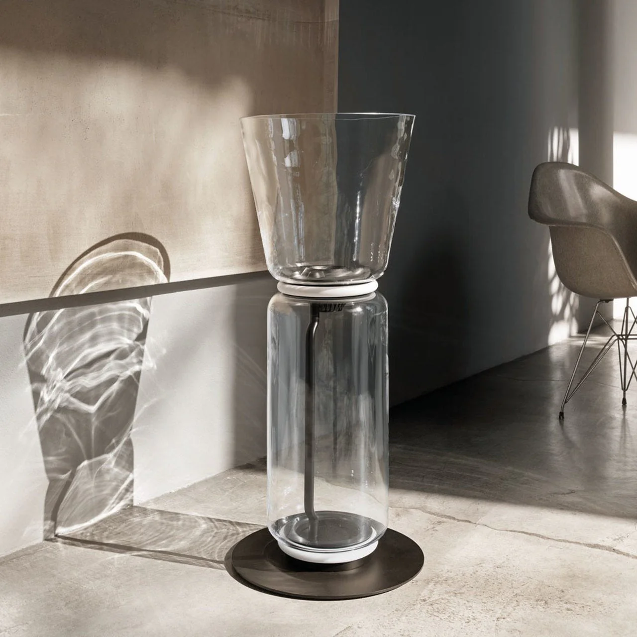 Торшер Bamboo Glass - ∅28см x 57см, стекло, черный, теплый свет