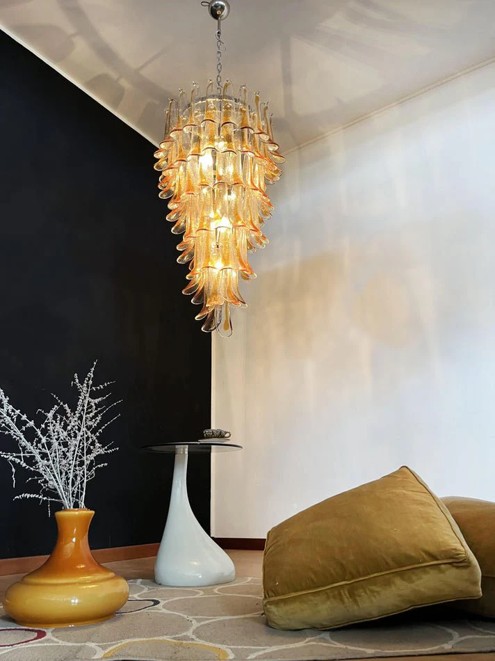Люстра Marigold Murano - ∅64см x 120см, янтарь, никель