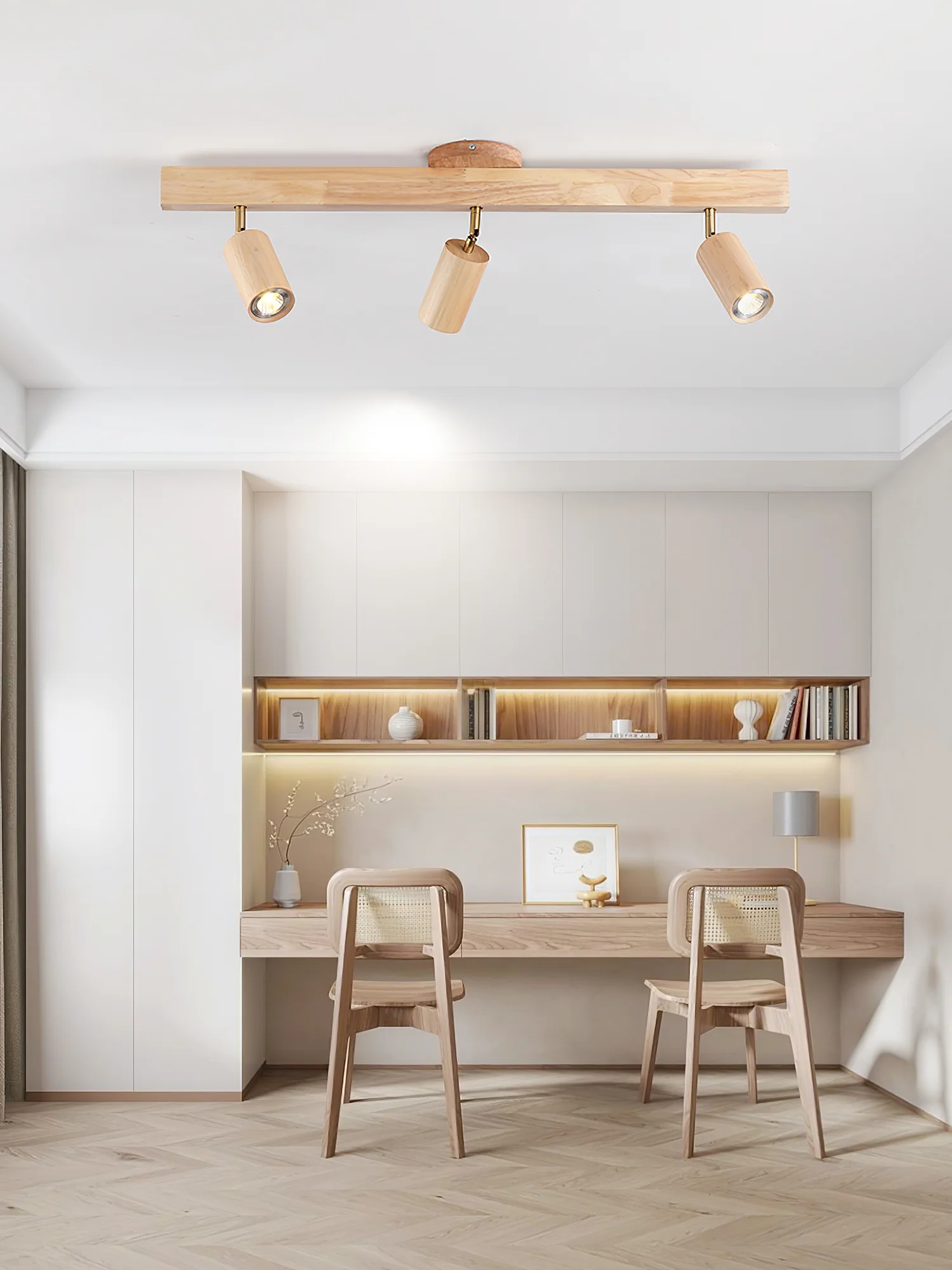 Трековый светильник Natural Wood Beam - 3 источника света 80см х 22см, орех, теплый свет