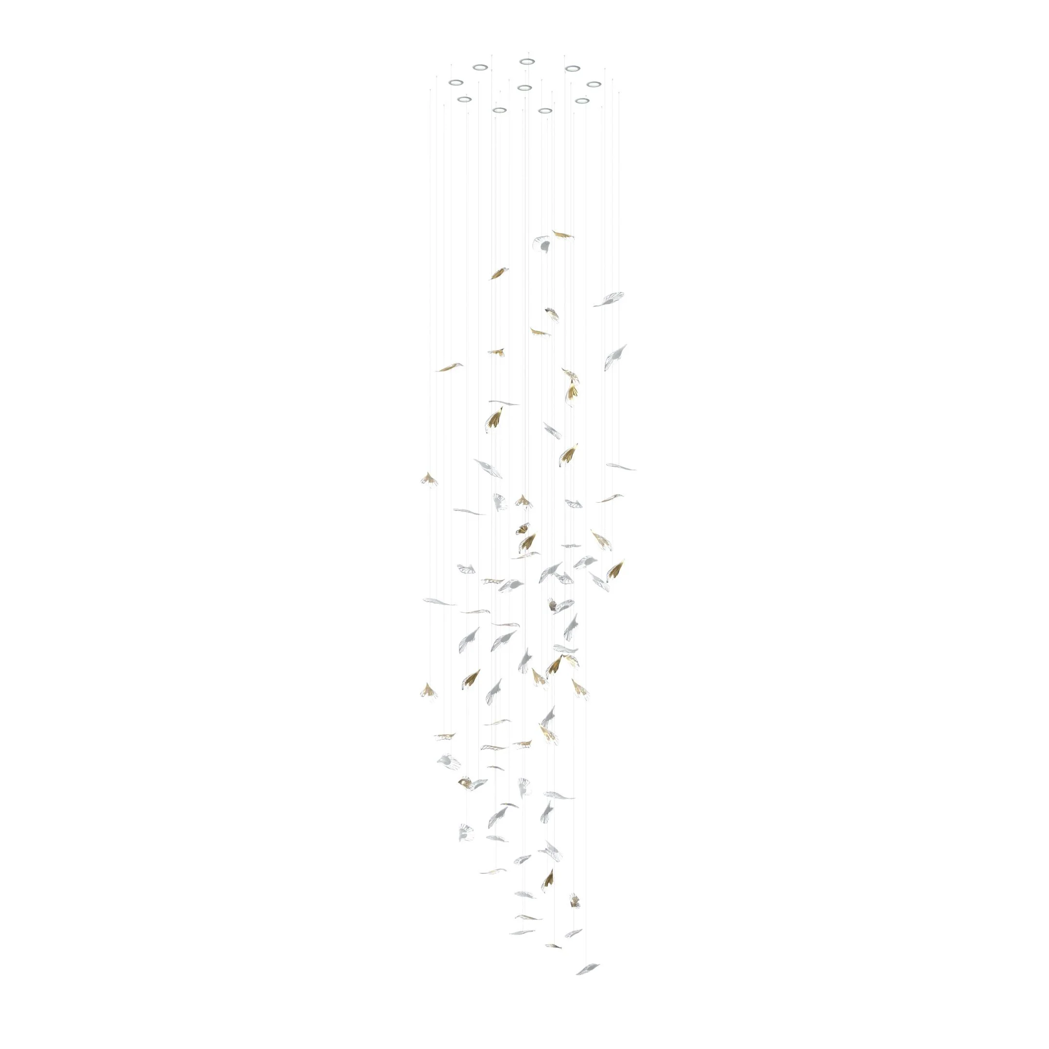 Люстра Breezeleaf - 200см x 120см x 125см, золотой, прозрачный, теплый свет