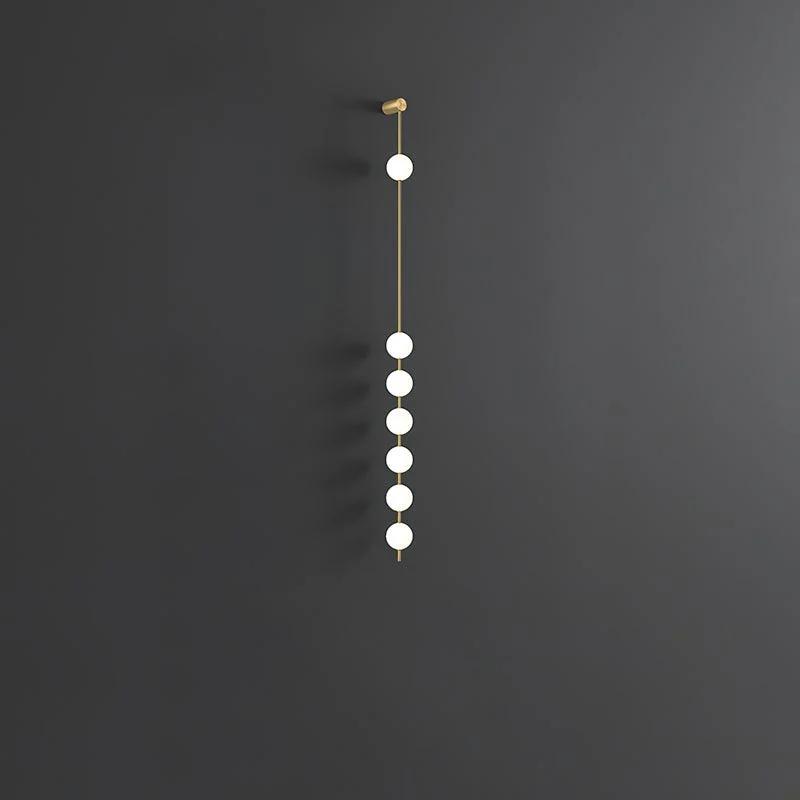 Vertical Balls Wall Lamp - 5 Lamps Set of 2 / Nickel & Glass Ball / Neutral Light