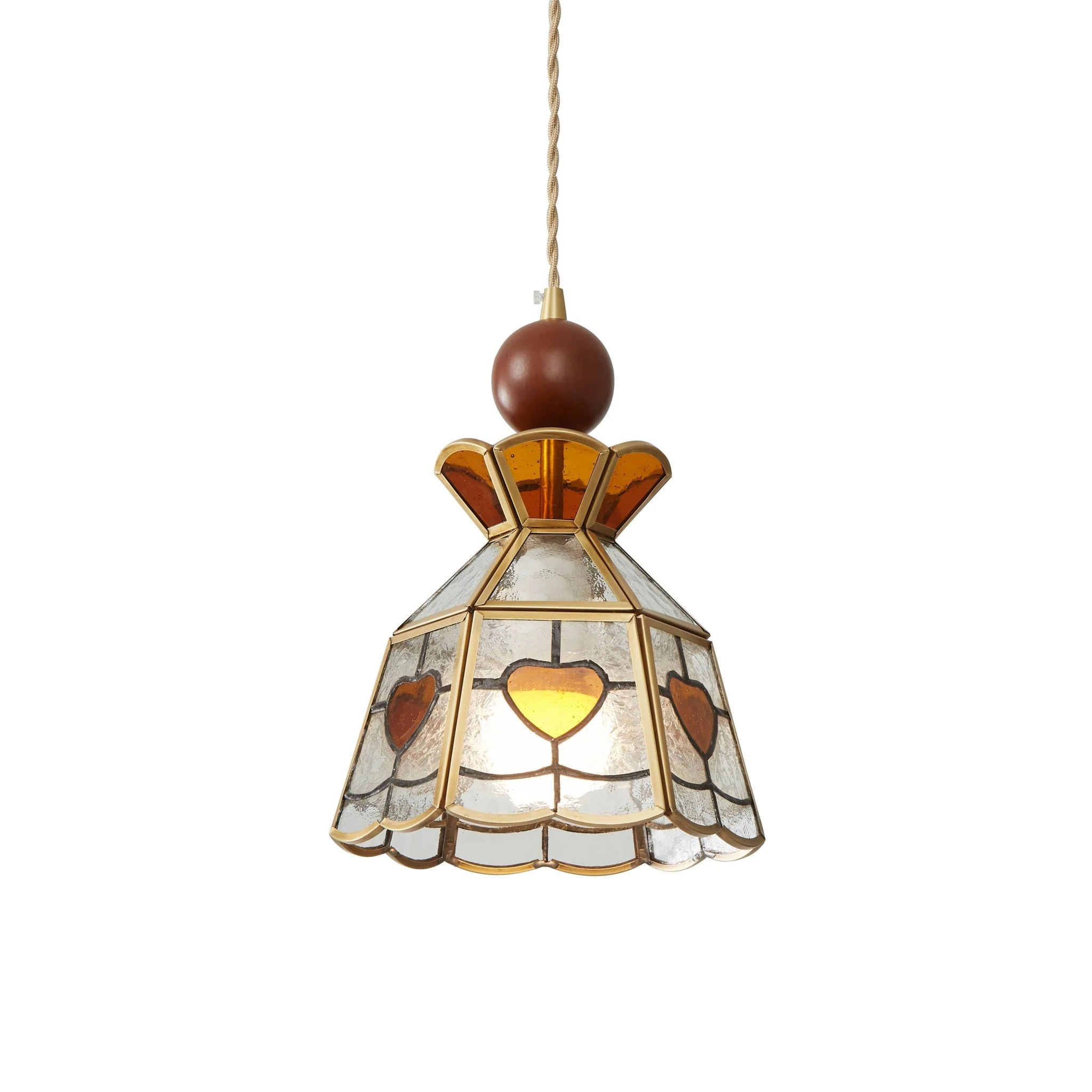 Подвесной светильник Tiffany Stained Glass - модель E, ∅22см x 35см, золотой