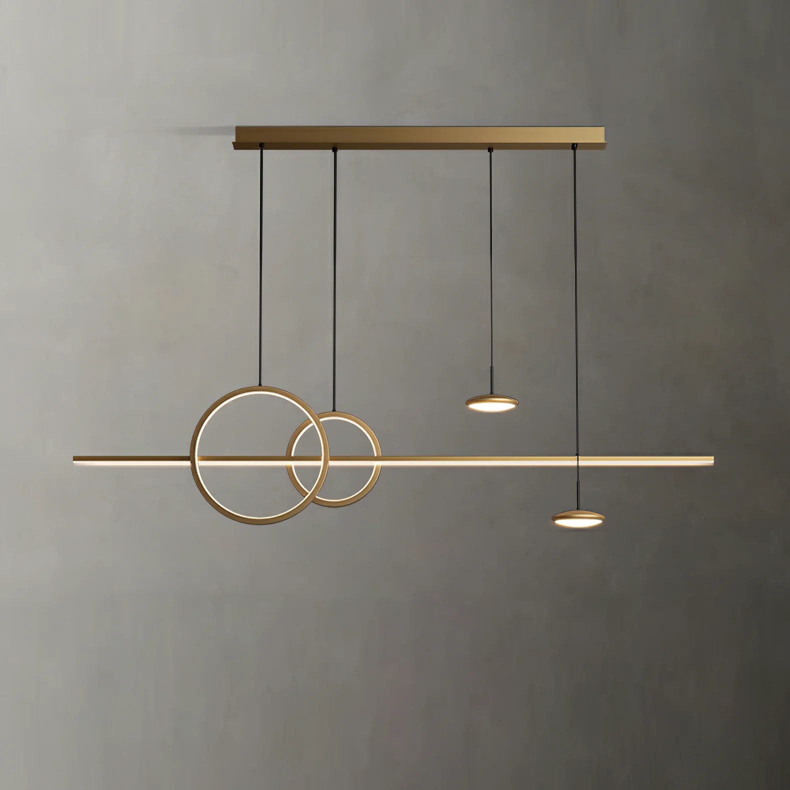 Люстра Modern Geometric Shape - 140см x 28см, латунь, теплый свет