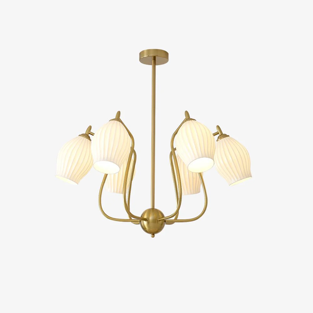 Люстра Ceramic Ribbed - 8 плафонов ∅90см x 47см, песочный никель