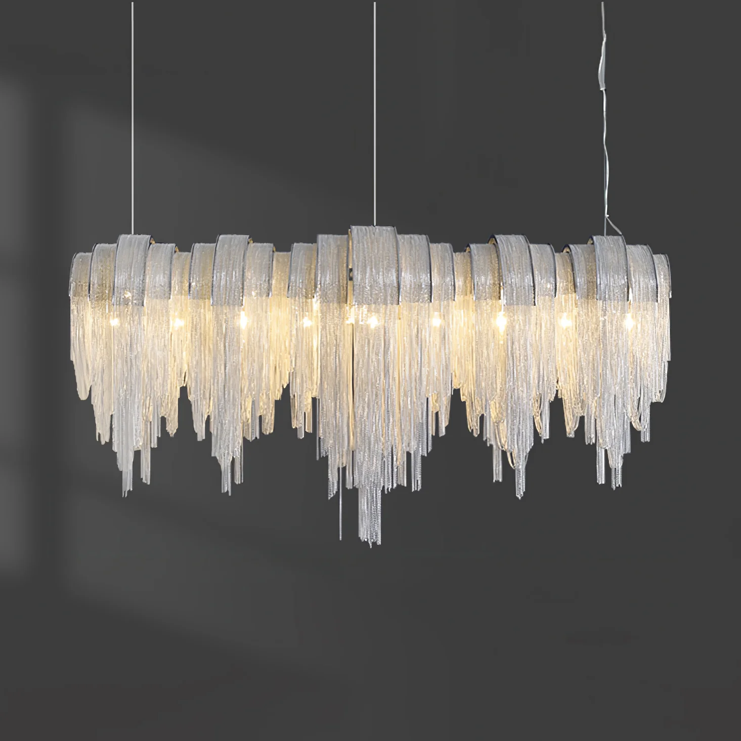 Люстра Length Chains - длинная, 181см x 42см x 78см, розовое золото